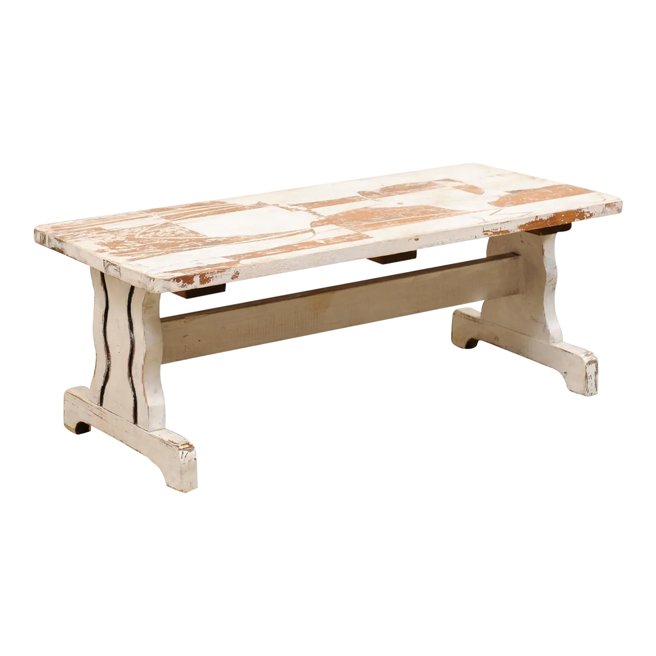 Rustic Chic Art Deco Style Painted Coffee Table With Flapper