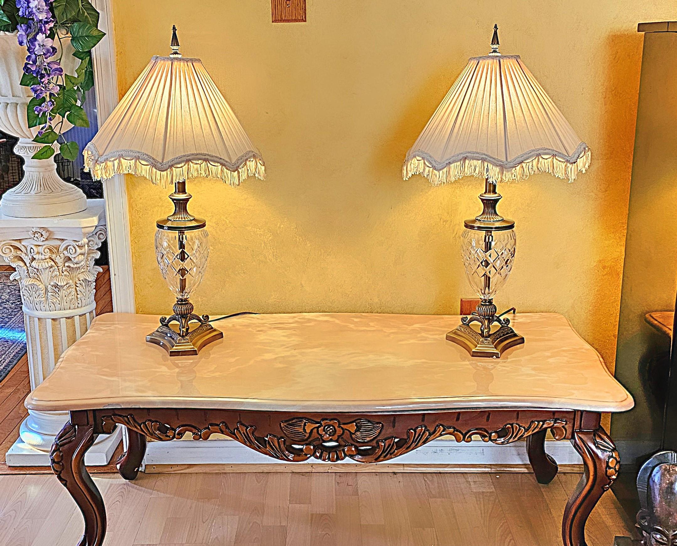 Traditional Style Crystal \u0026 Brass Table Lamps, a Pair | Chairish, image size:2158x1740