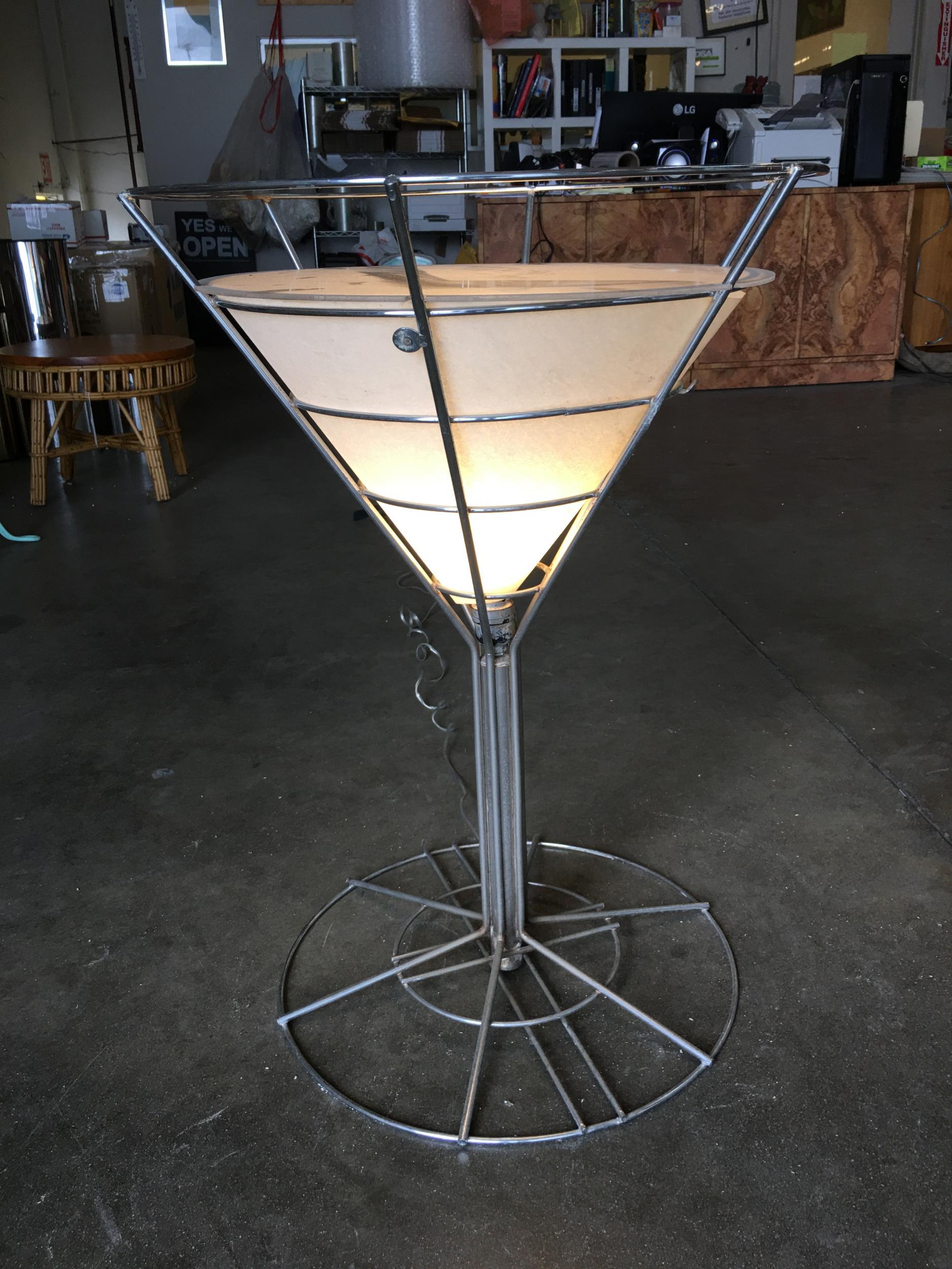 Cocktail NIGHTS1～Martini Lounge～ Chrome Wire Art Light Up Martini Lounge Side Table with