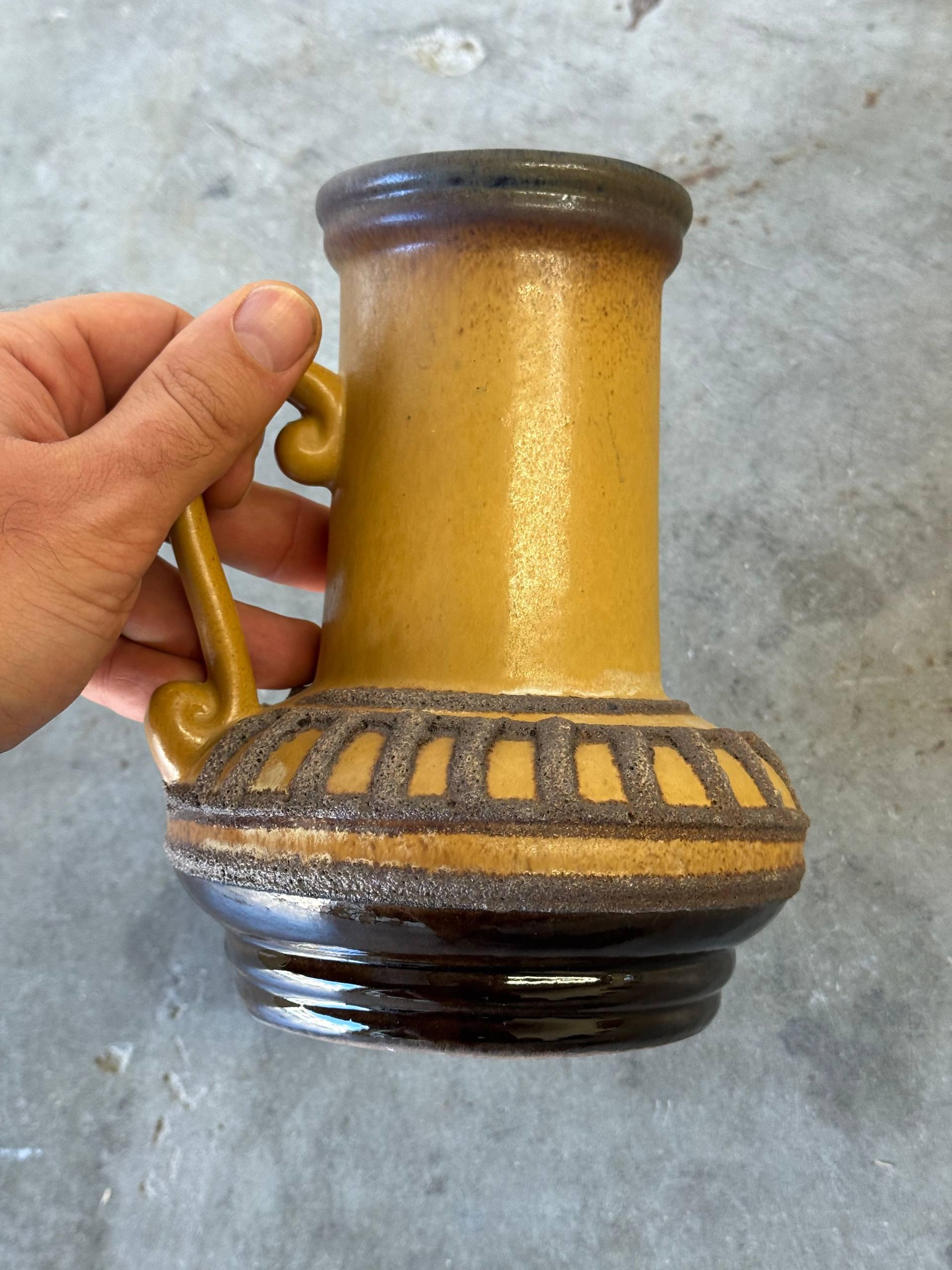 Mid-Century Strehla Keramik Vase, East German Pottery, Textured