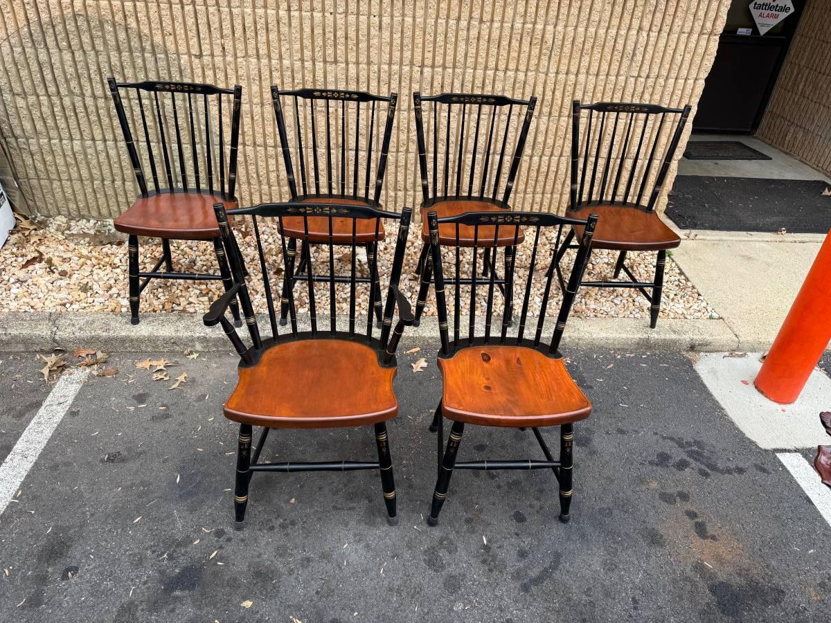Dining Table Hitchcock Windsor Chair Late 20th Century Set Of Six