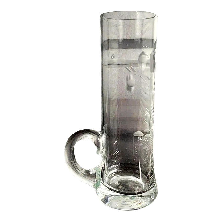 Vintage Fine Etched Double Shot Cordial Glass (1) | Chairish