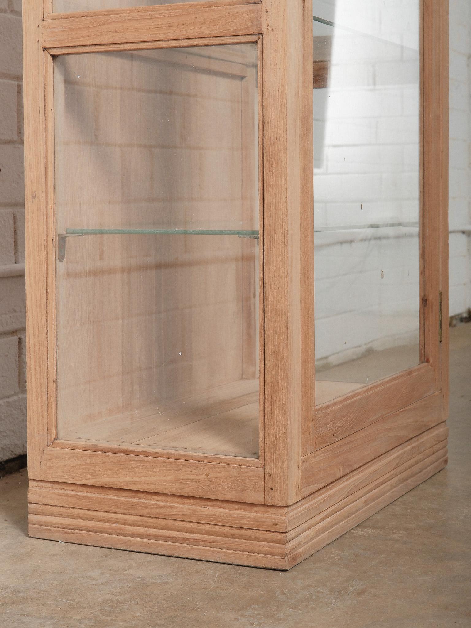 Vintage Wooden & Glass Display Cabinet With Three-Sided Glazing