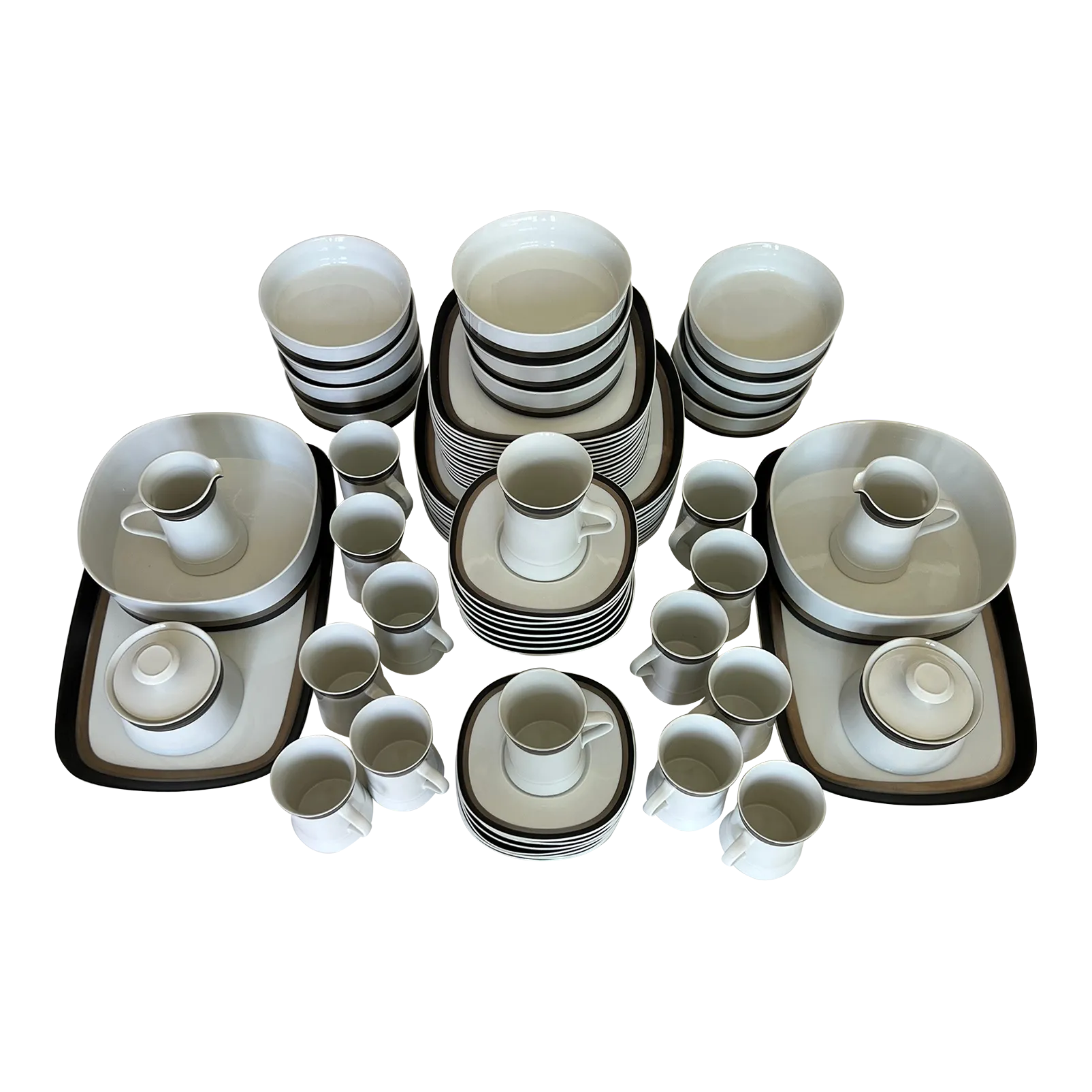 2000s Black Satin by Sango Quadrille Dinnerware Japan- 74 Pieces