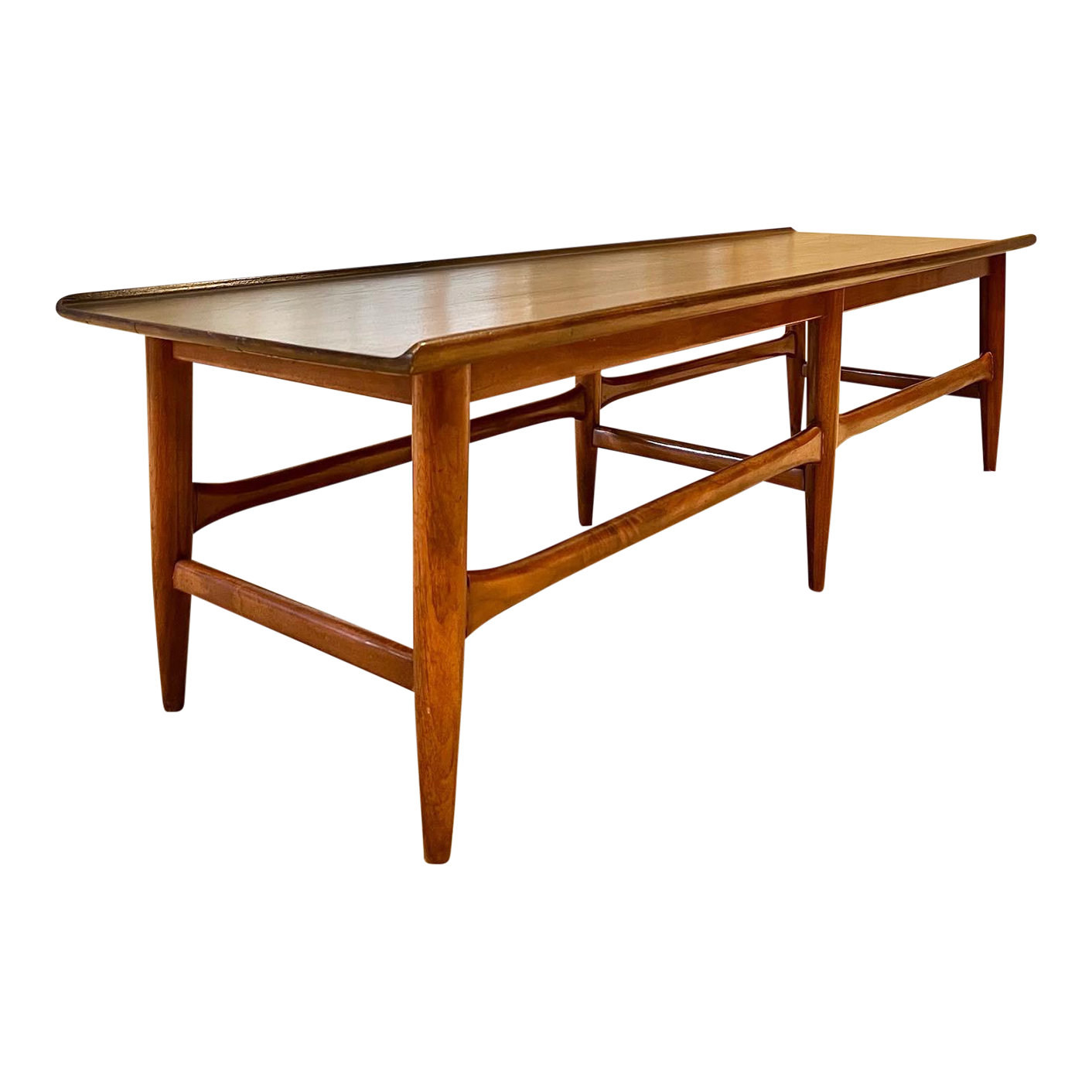 1960s Vintage Mid Century Modern Coffee Table With Curves and Tapered