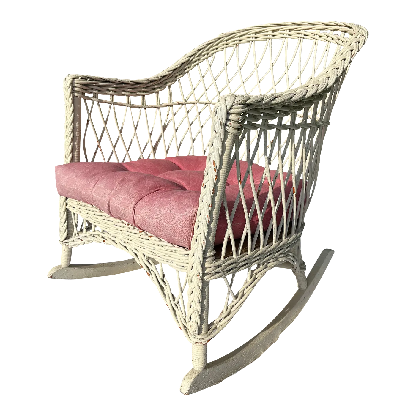 Antique White Wicker Rocking Chair Chairish