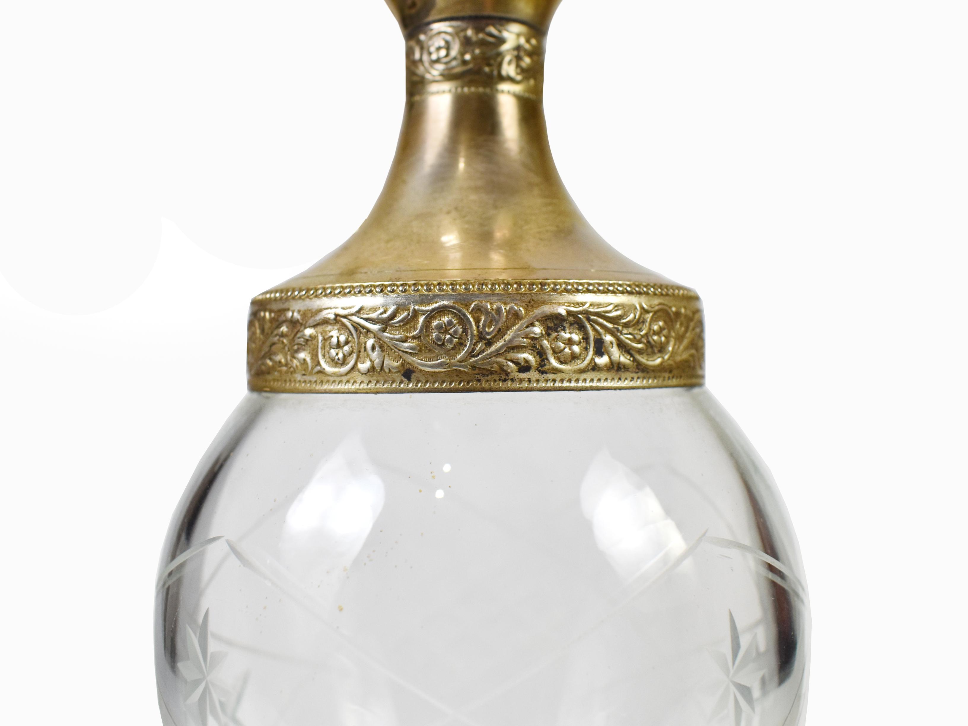 イタリア　アンティーク　Jug Decanter　シルバープレート Vintage Italian Victorian Silver Plated Cut Etched Glass