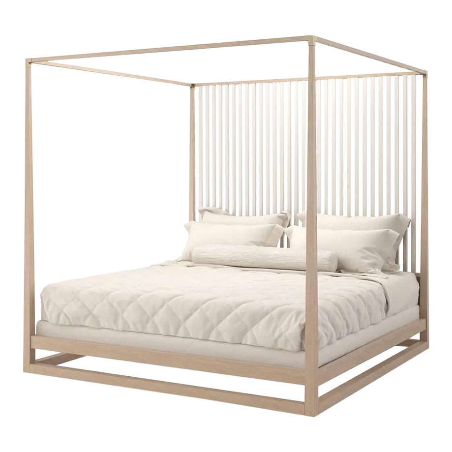 Light Oak Queen Canopy Bed