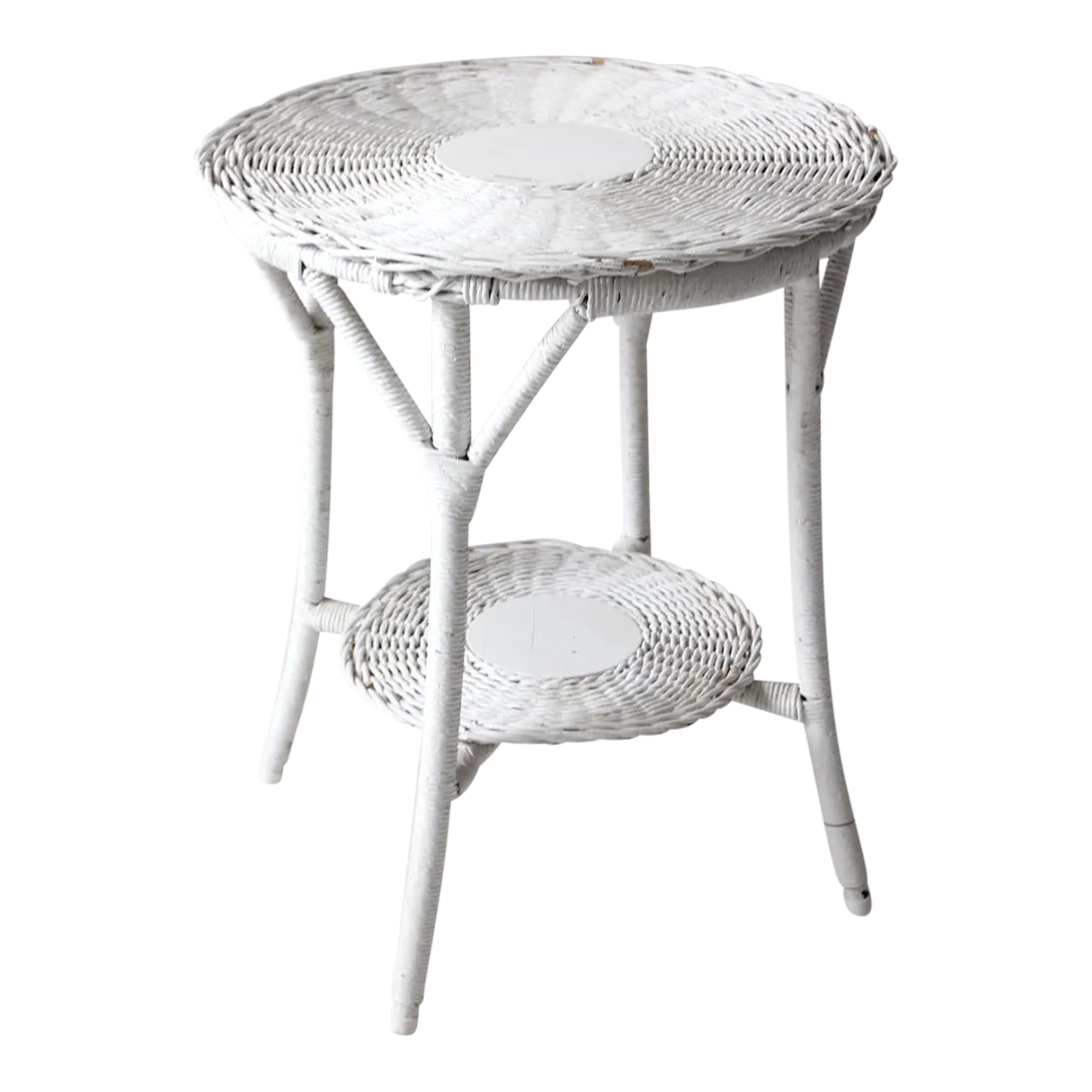 Antique White Wicker Table Chairish