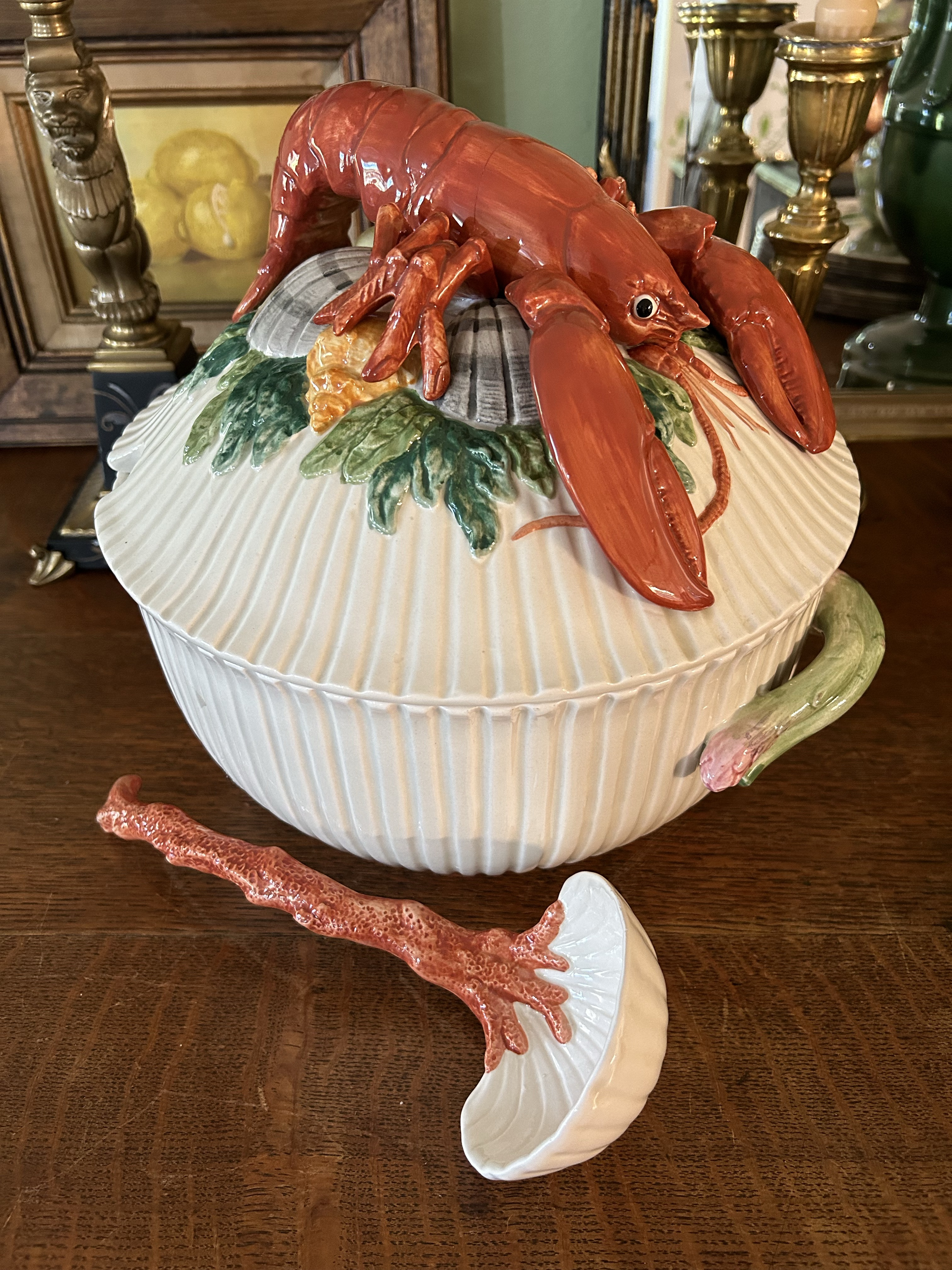 1992 Fitz and Floyd “Fish Market” Trompe L'Oeil Lobster Soup