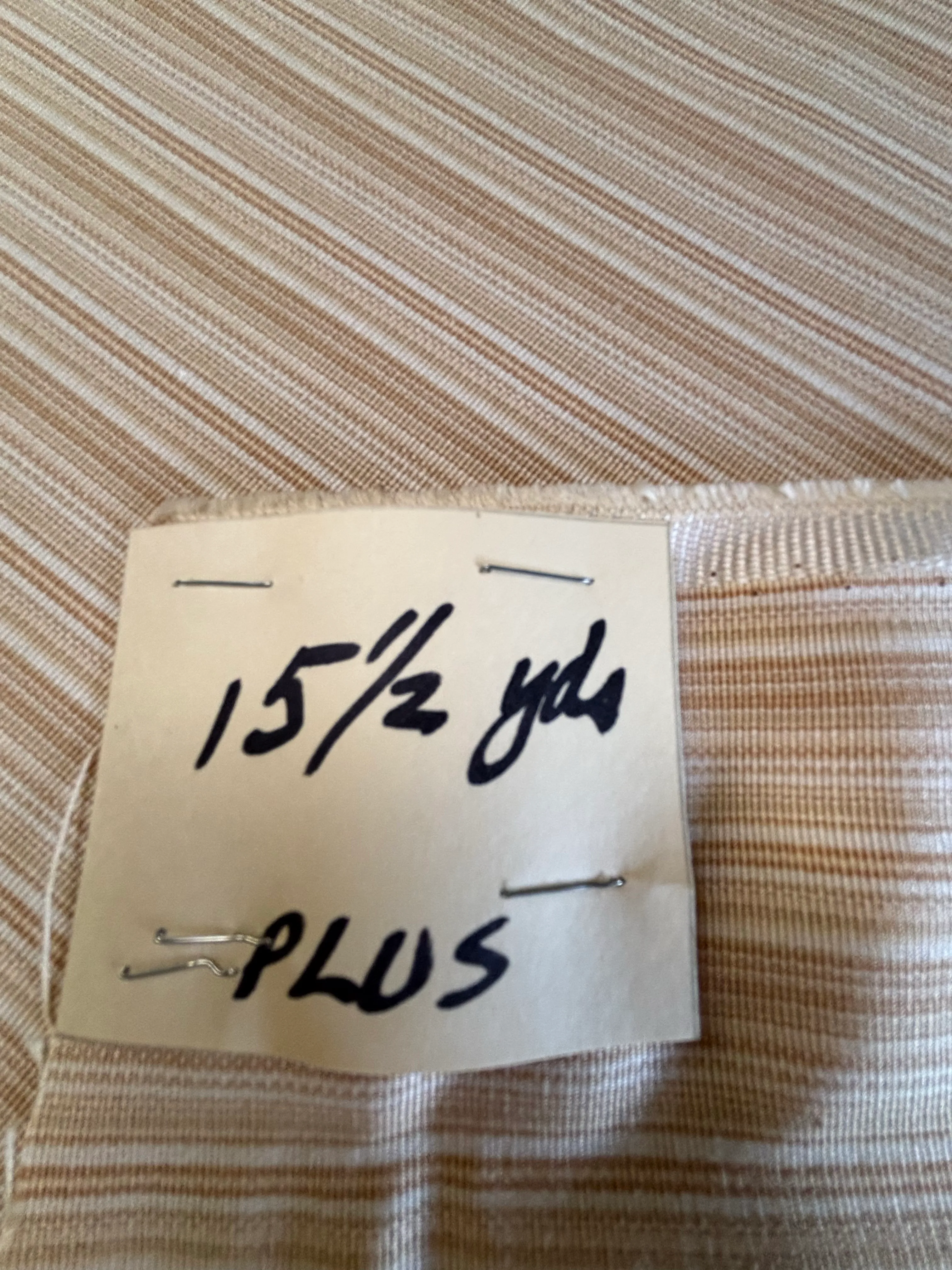 Over 15.5 Yards of Brown and White Stripe Fabric