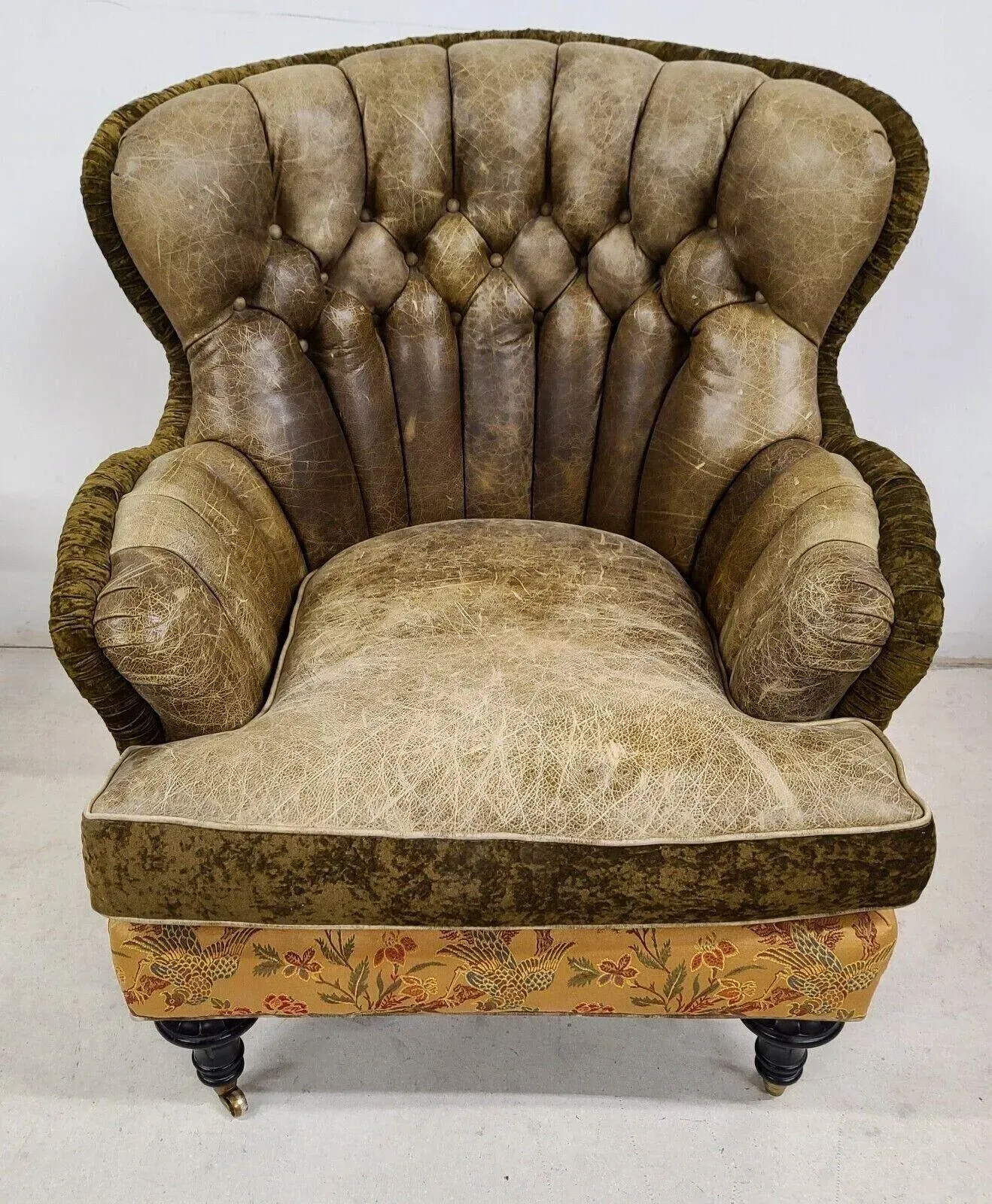 Leather Wingback Library Reading Chair by Carol Hicks Bolton for