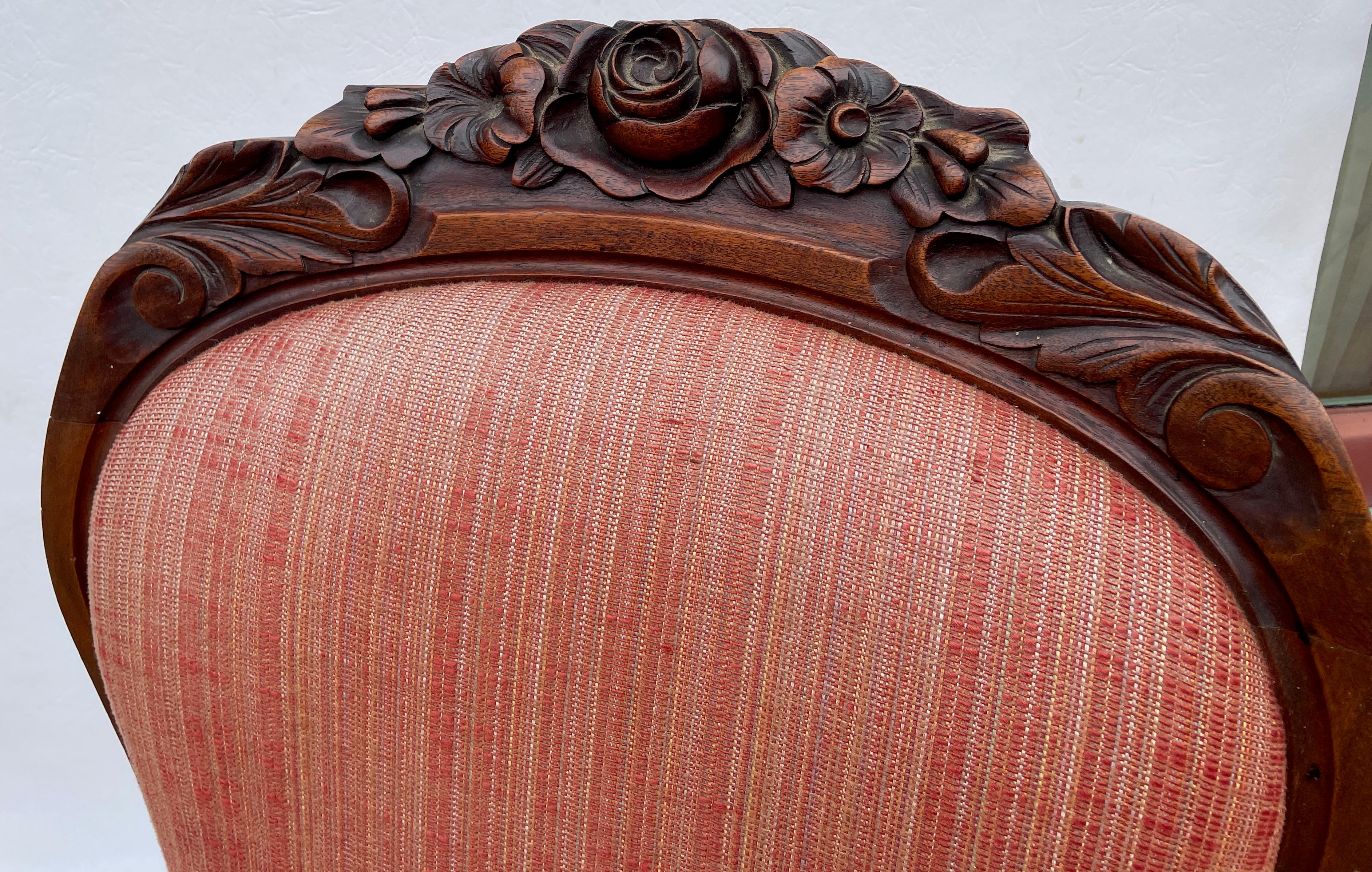 Carved Walnut Lincoln Rockers Mid 20th Century Vintage Anglo