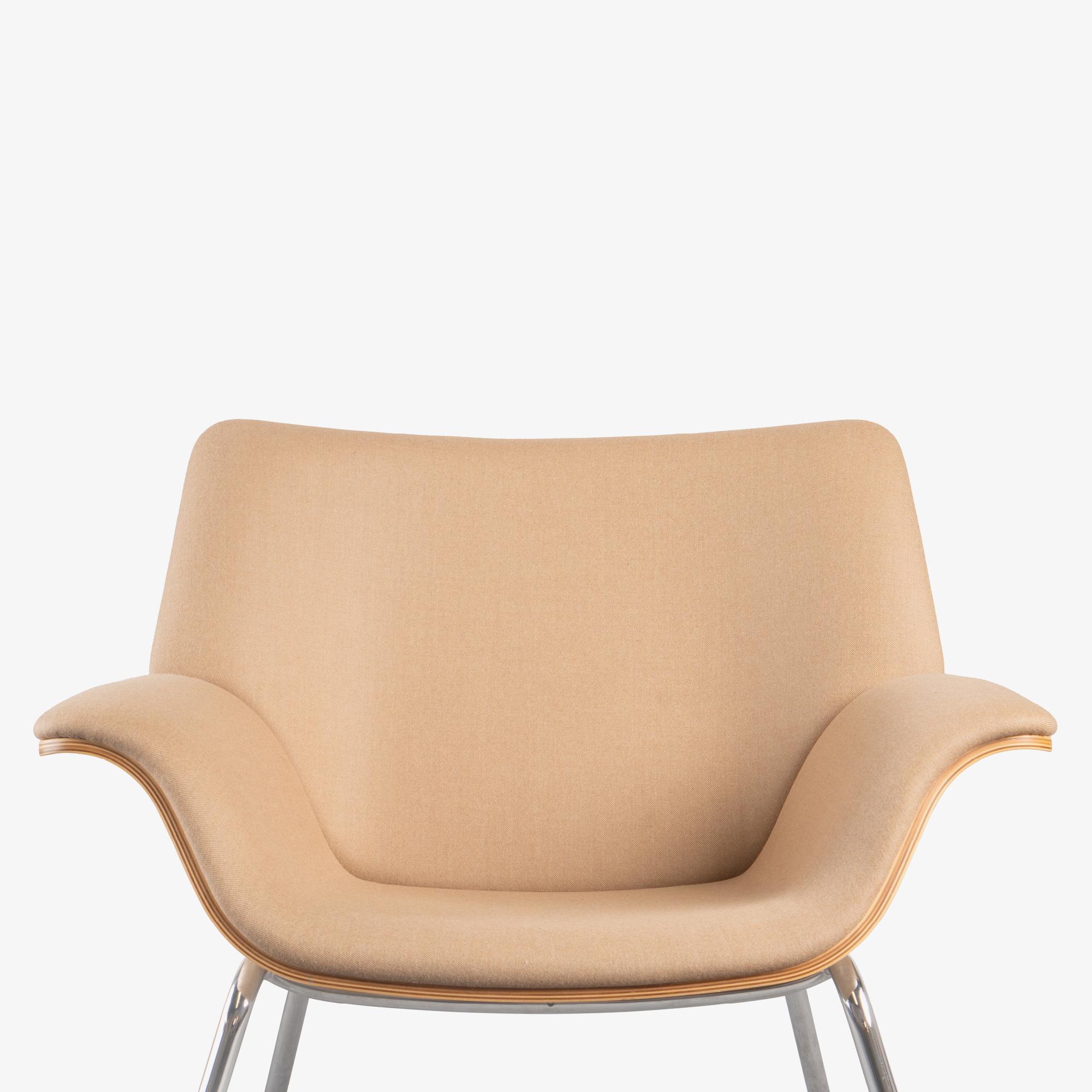 Swoop Plywood Lounge Chairs in Camel Wool Ash by Brian Kane for