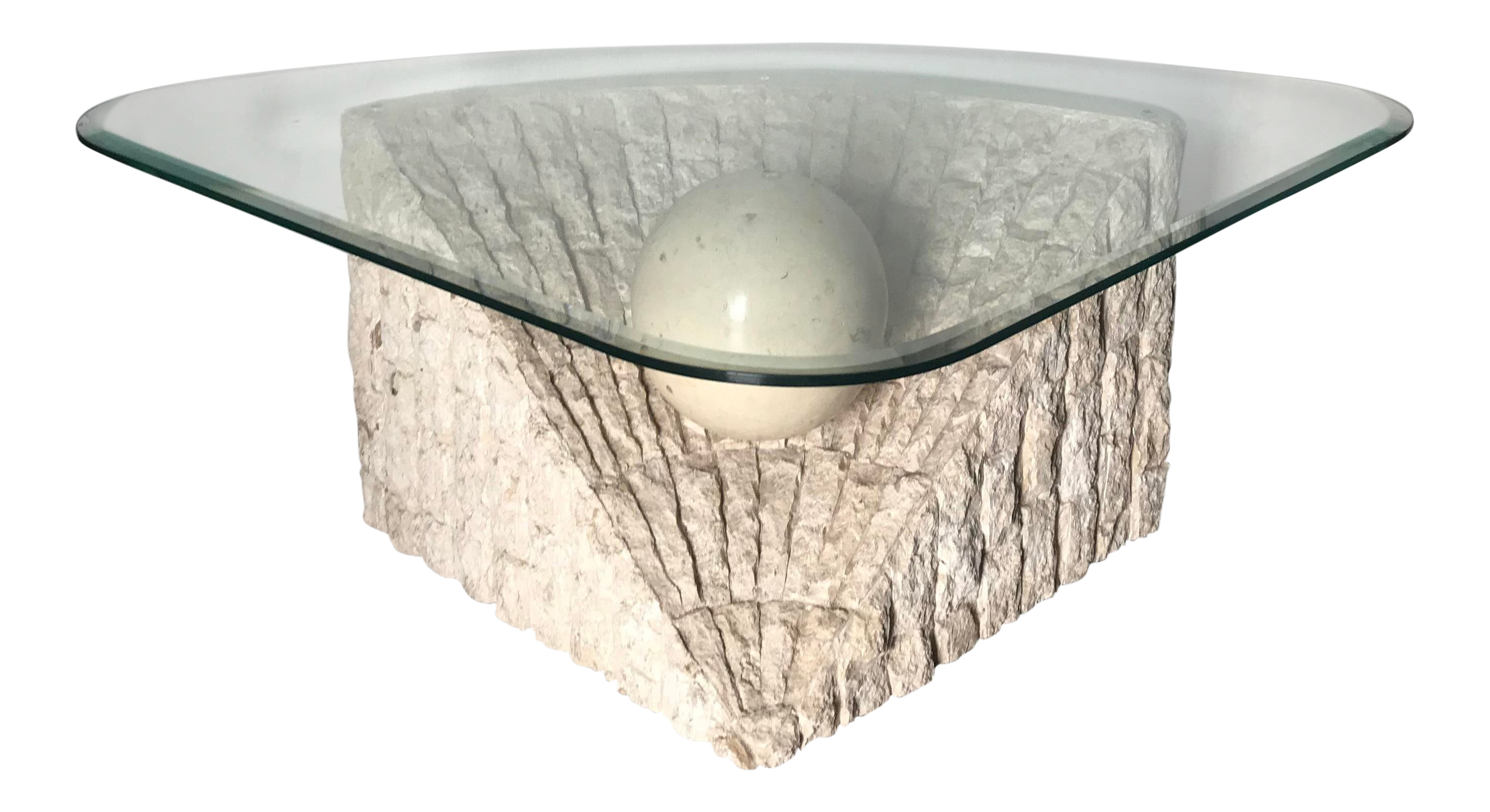 1980s Organic Modern Tesselated Mactan Stone Glass Coffee Table Chairish