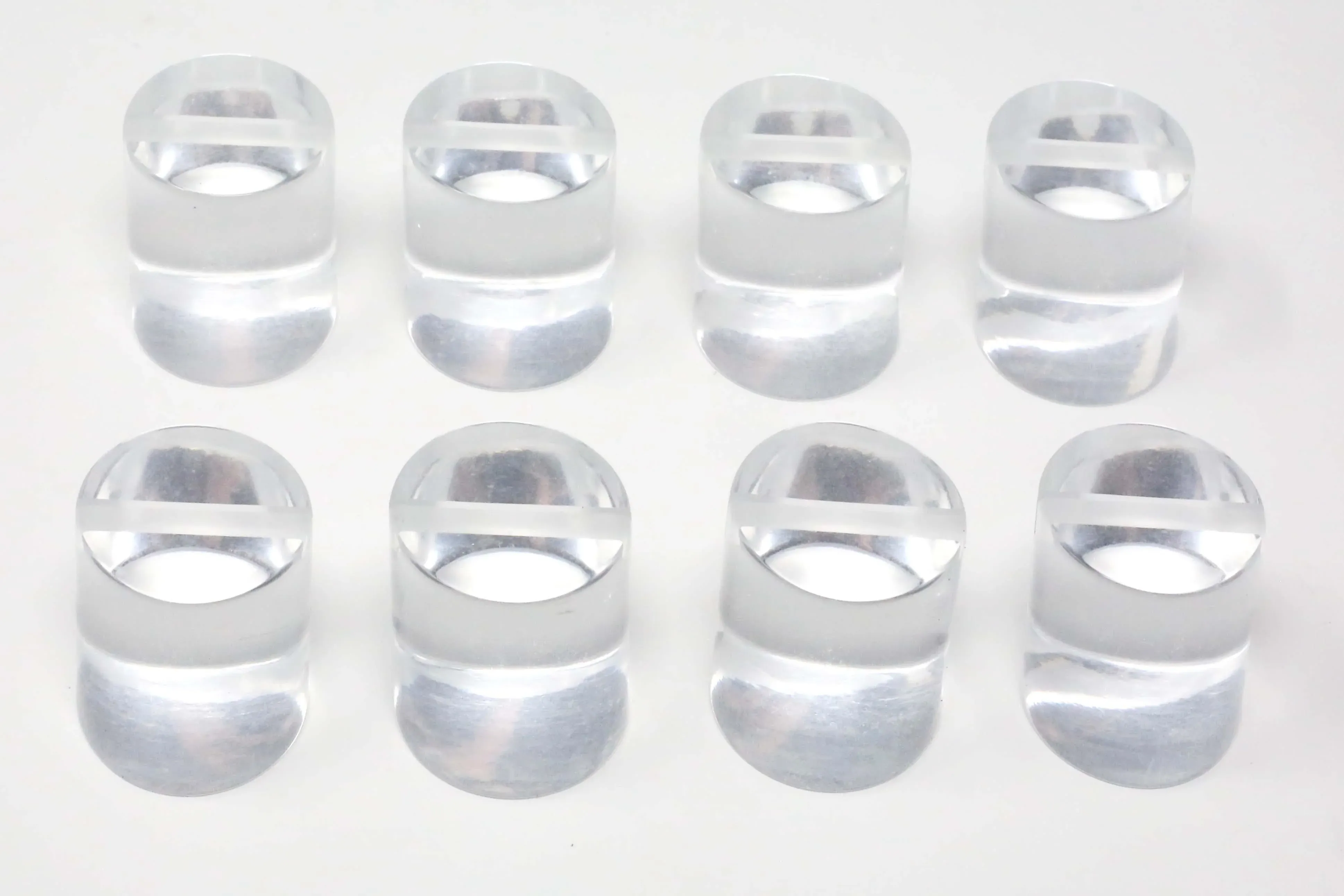 Vintage Lucite Cylinder Place Card Holders - Set of 8