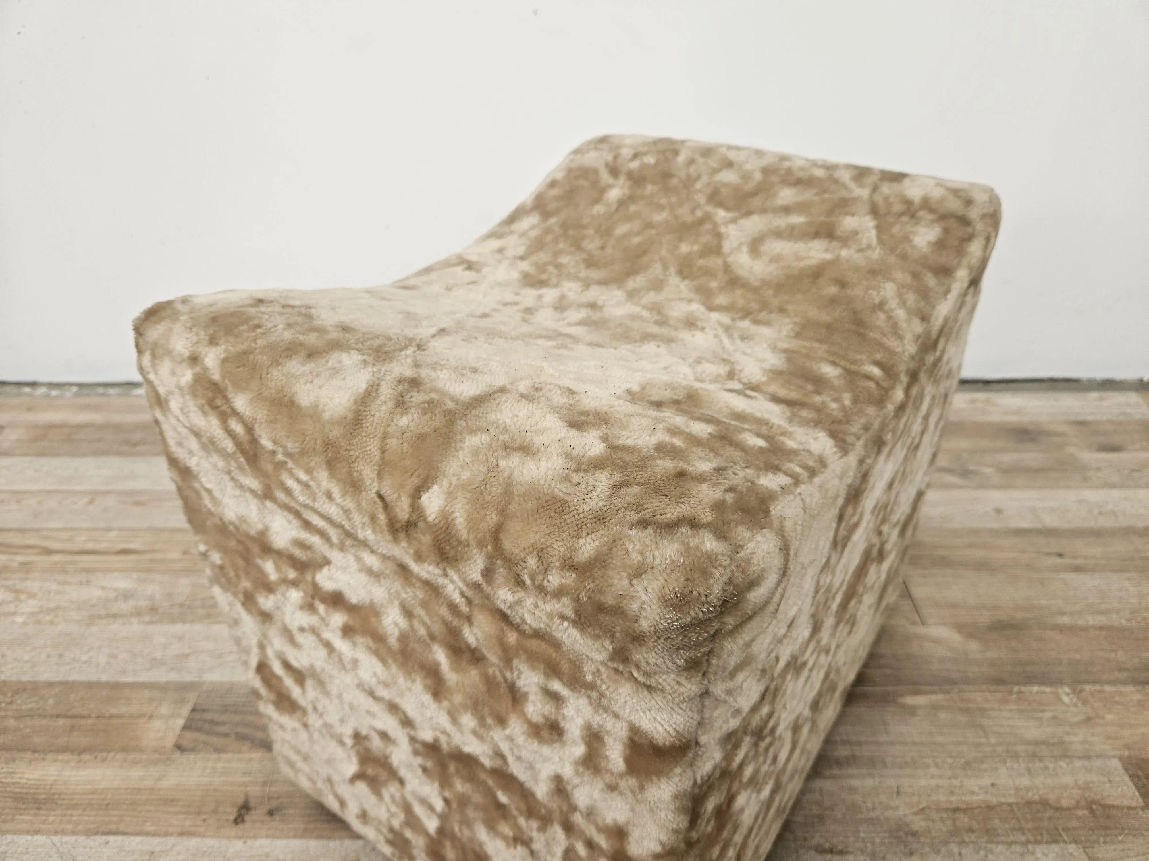 Vintage Upholstered Wooden Ottoman, 1950s
