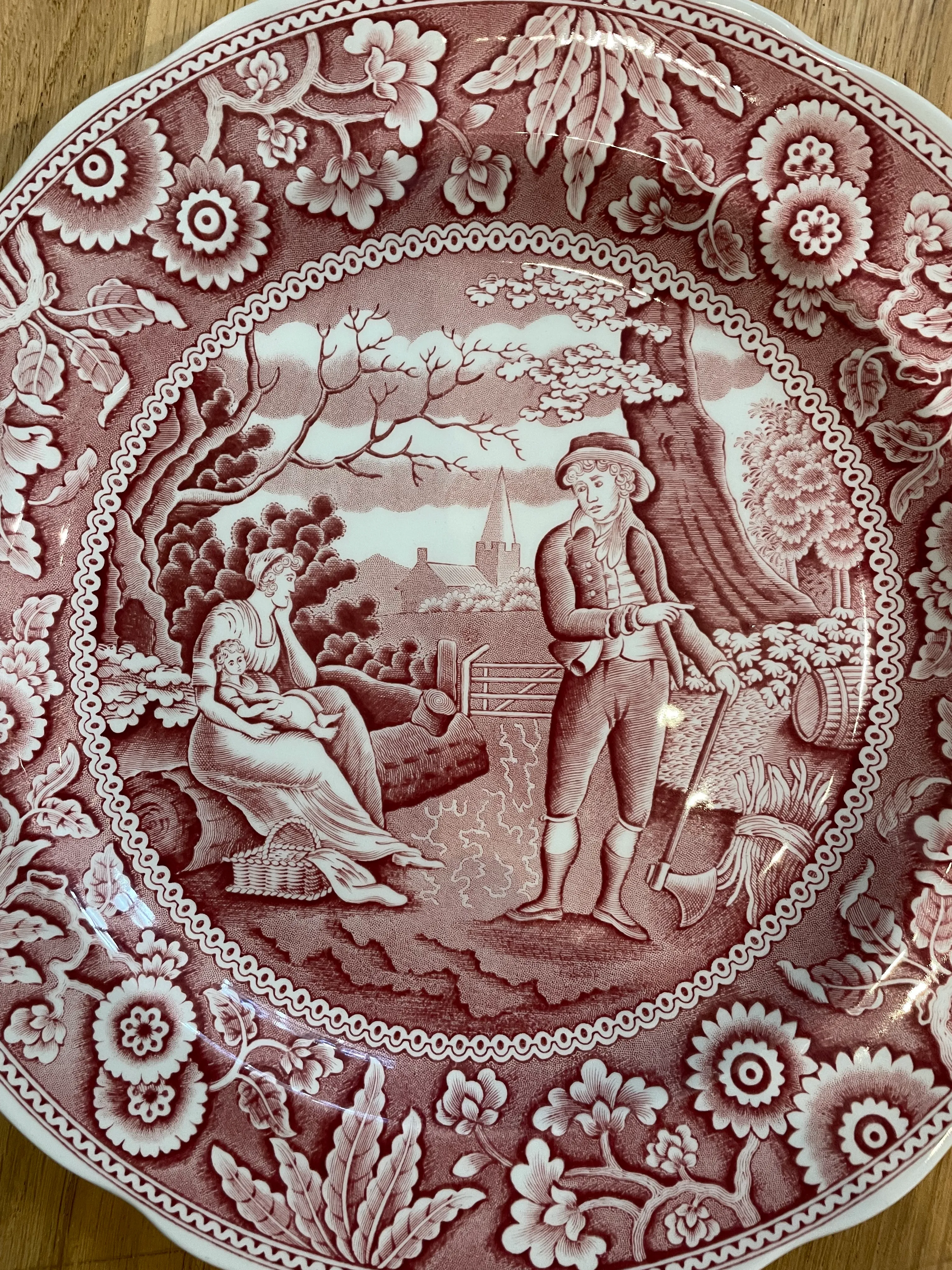 Vintage 1990's Spode Archive Collection Cranberry Transferware