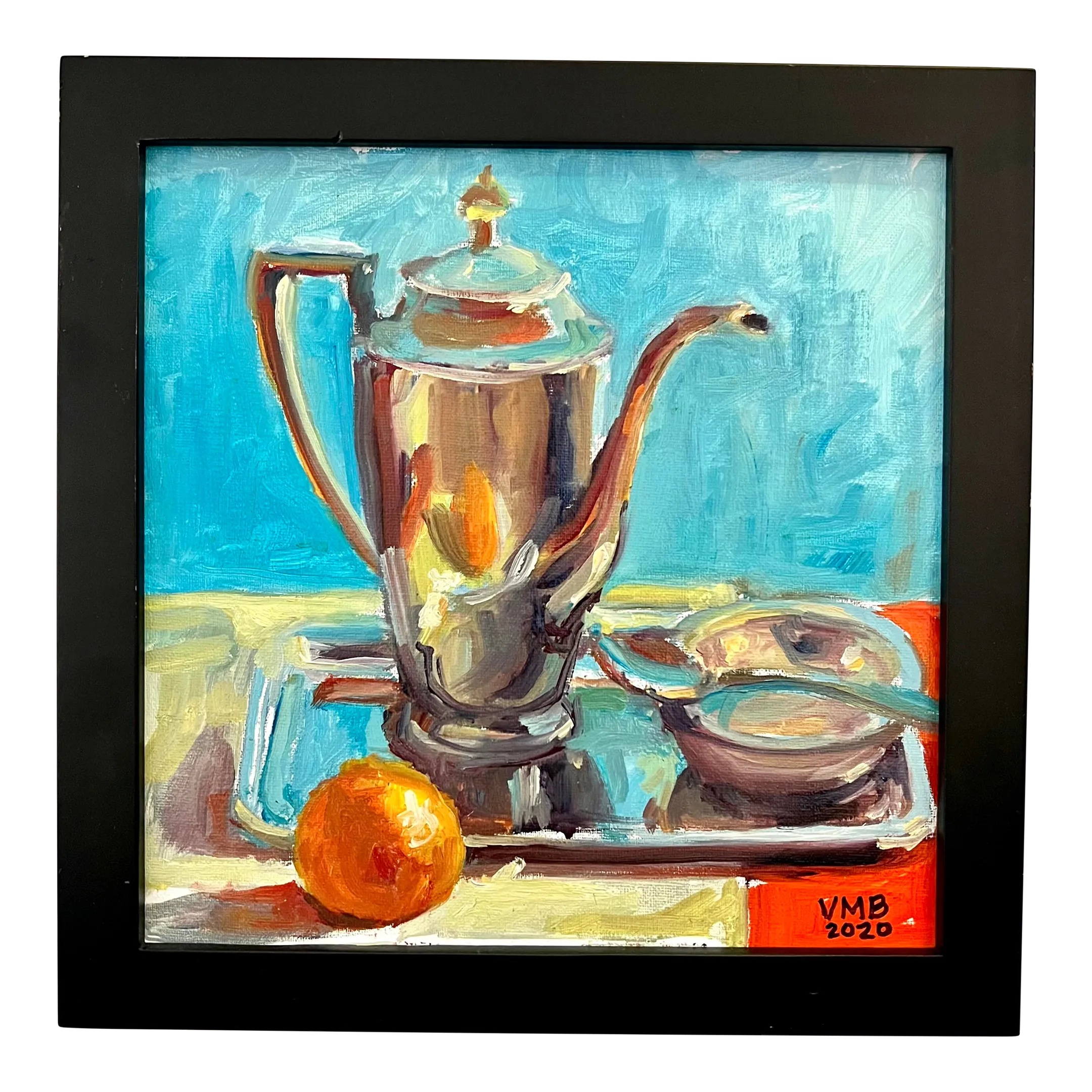 BOHEMSEO☆SILVER PAINTING T silver-teapot-with-orange-