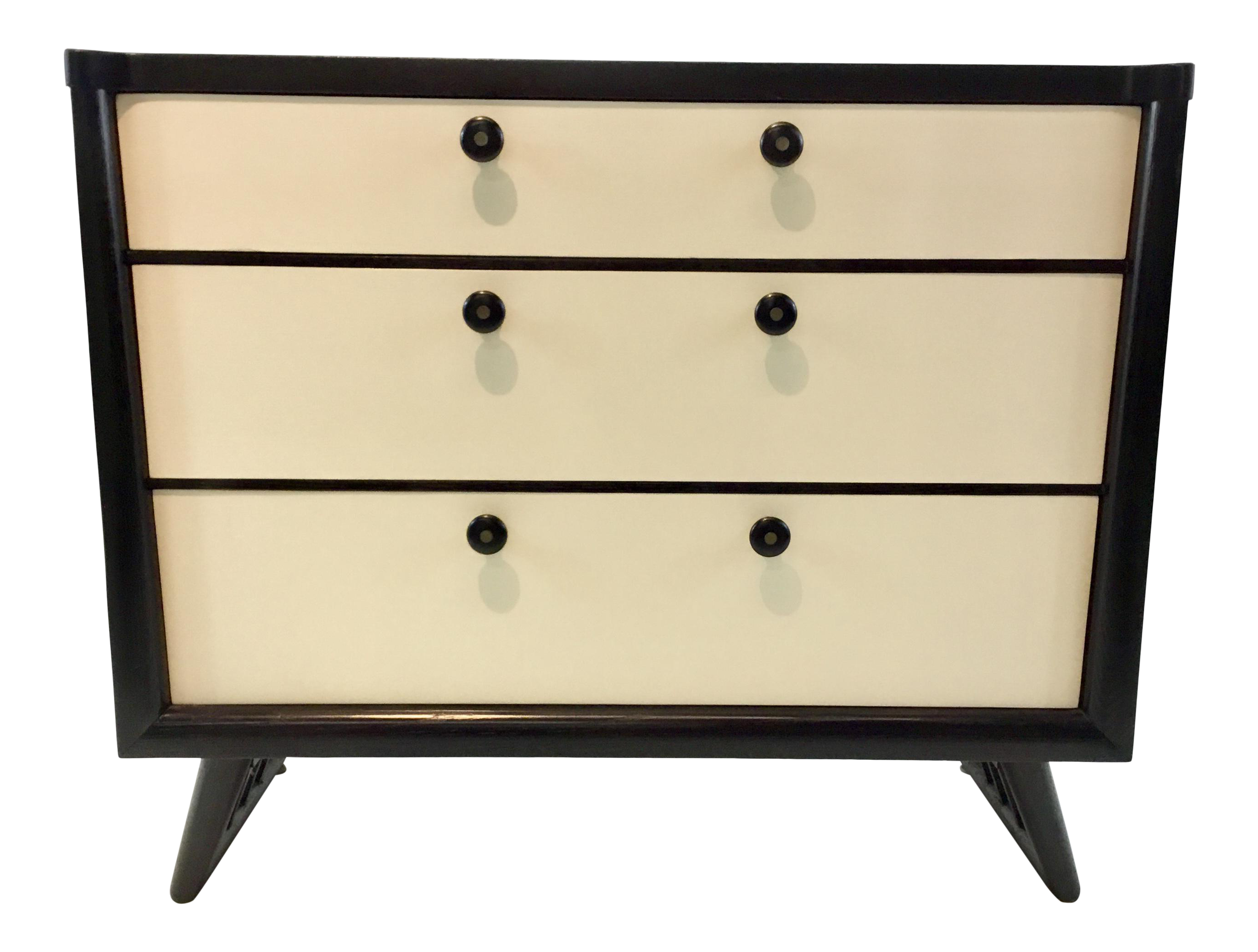 Mid Century Modern Vintage Black And White Wood Chest Of Drawers