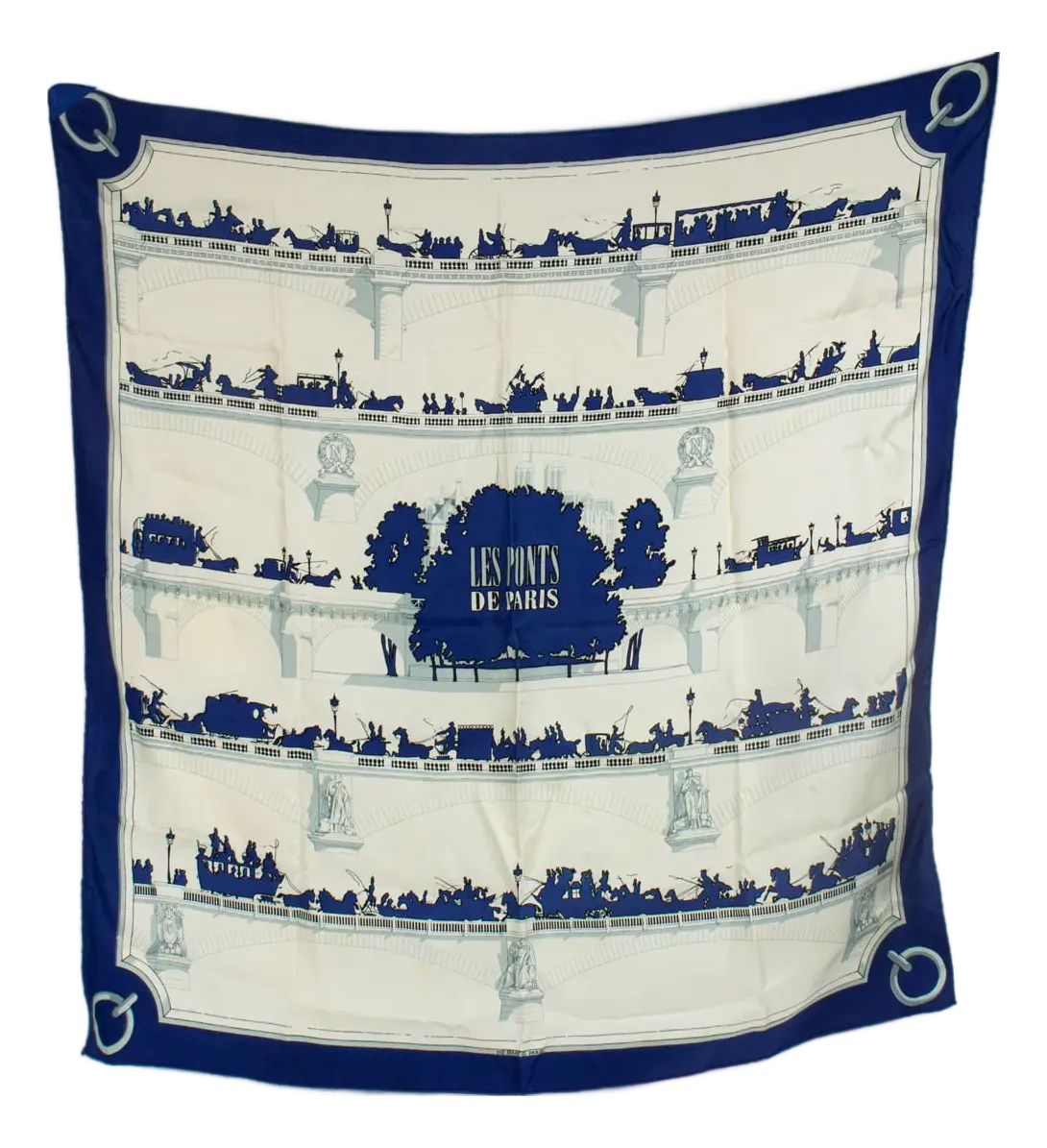 HERMES エルメス　スカーフ　カレLES PONTS DE PARIS 1950s-hermes-silk-scarf-les-