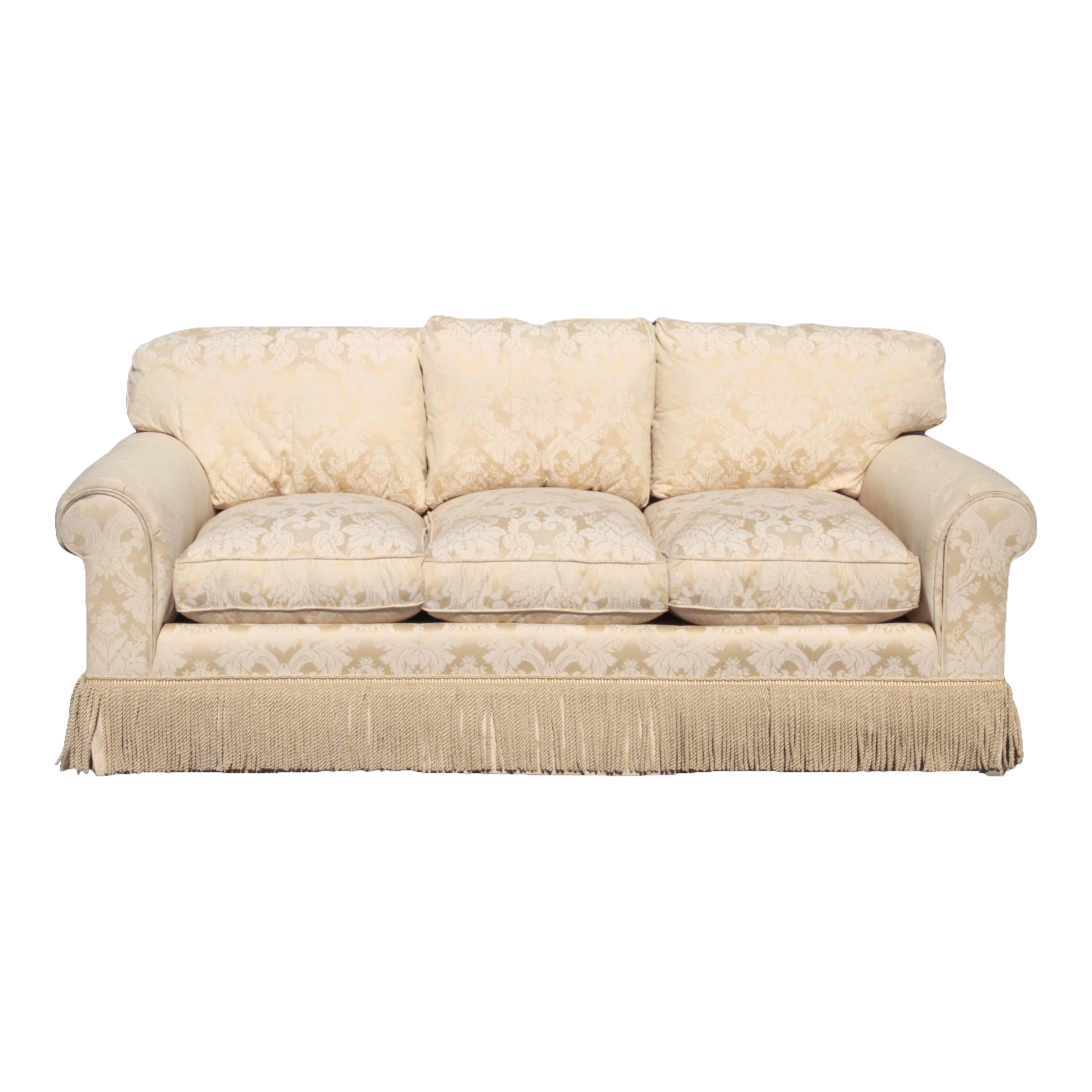 Vintage Century Furniture DownFilled Skirted Sofa With Fringe Chairish