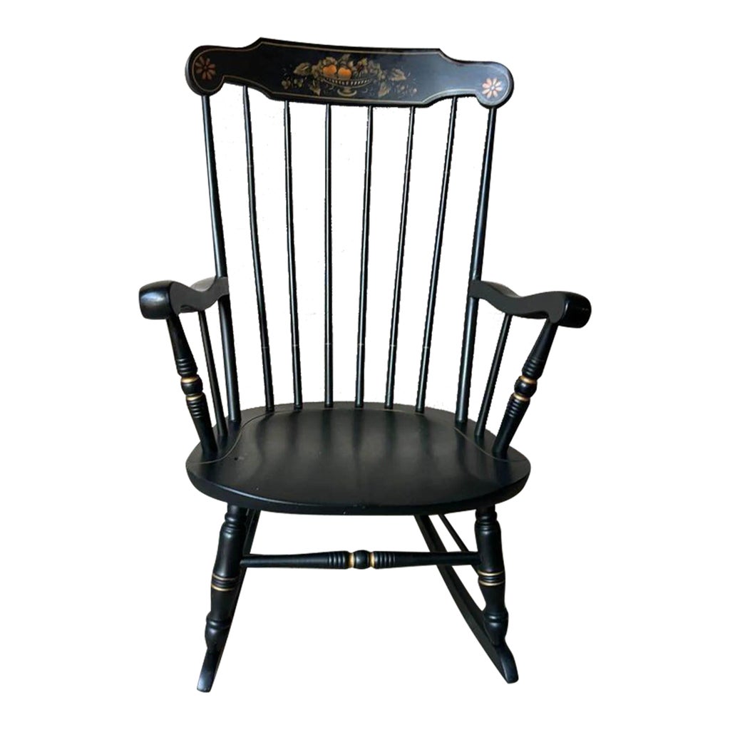 Late 20th Century Vintage Hitchcock Inspired Stenciling Black