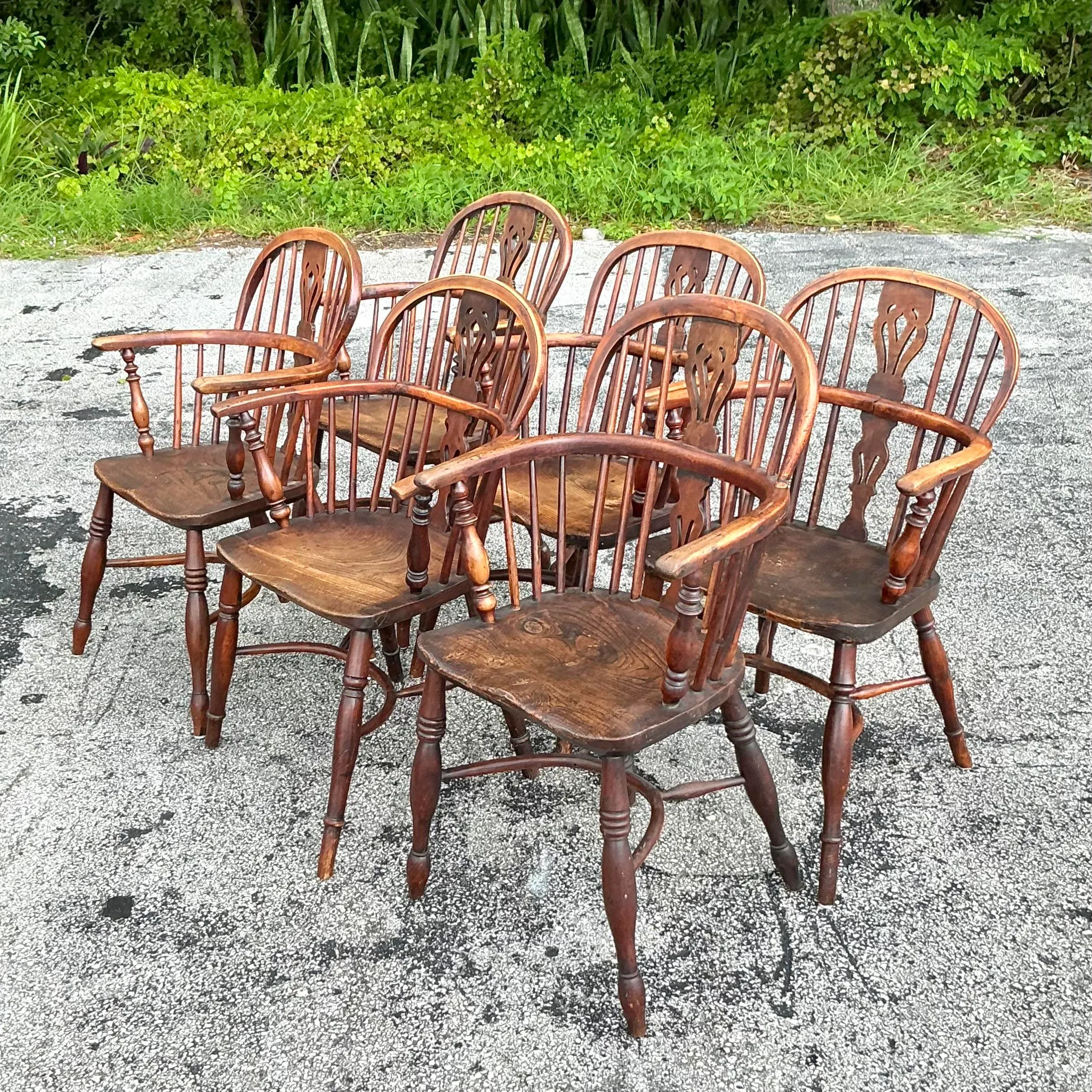 Vintage 19th Century English Windsor Chairs - Set of 6 | Chairish
