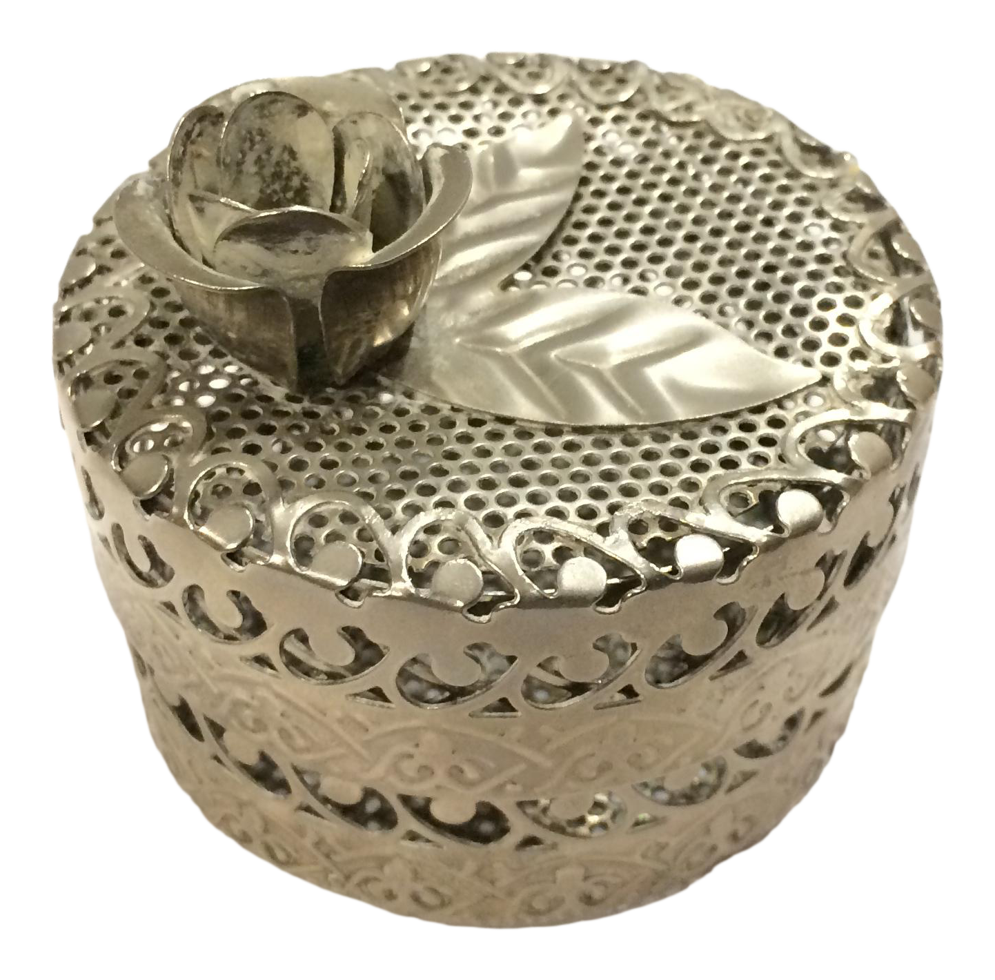 Floral Metal Cylinder Decorative Box With Lid Chairish