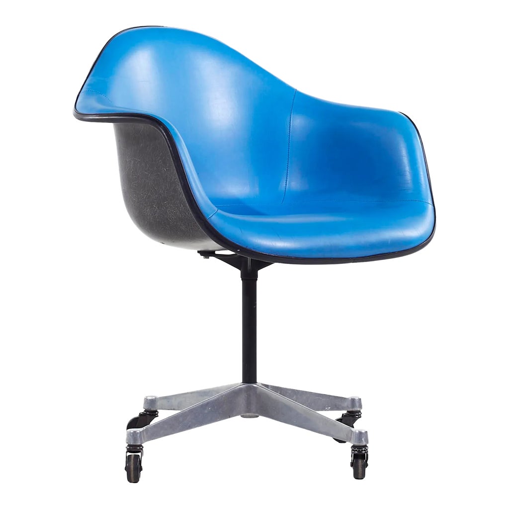 EAMES イームズ　ミッドセンチュリー　ビンテージ　60.s ブルーグレー Eames for Herman Miller Mid Century Blue Padded Fiberglass Swivel