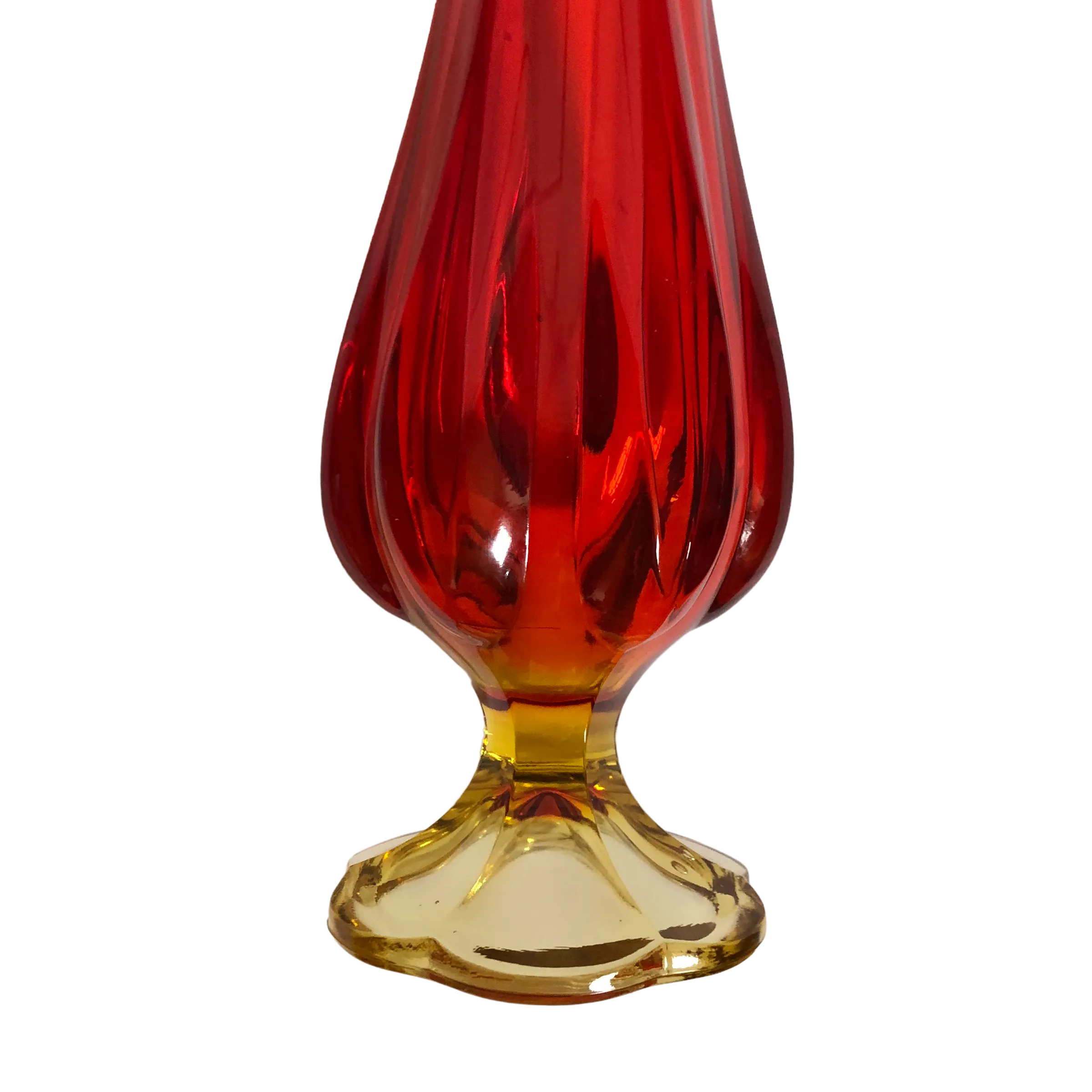 Late 20th Century Amberina Red & Yellow Art Glass Pedestal Vase