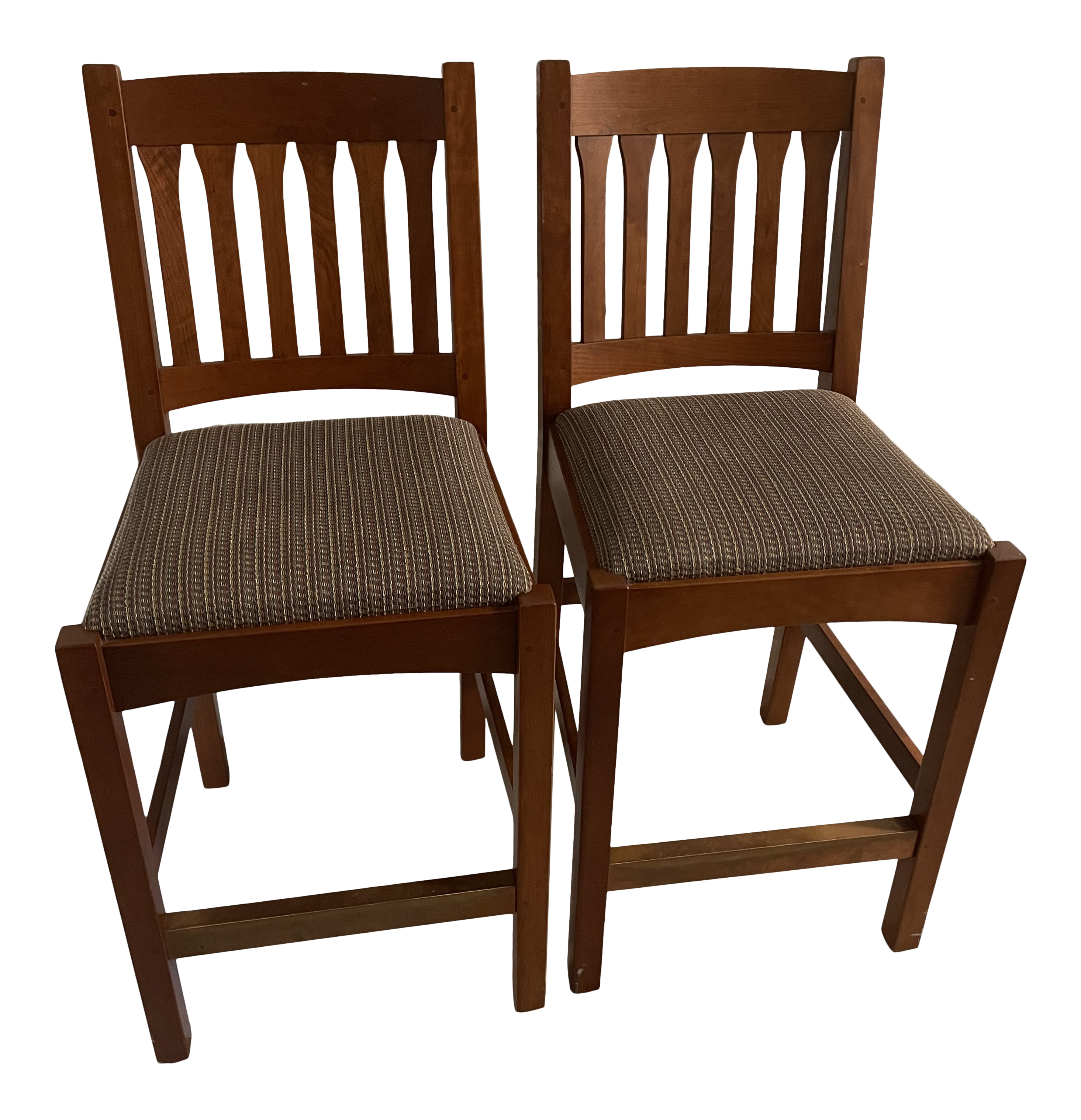 Stickley Mission Style Cherry Bar Stools A Pair Chairish