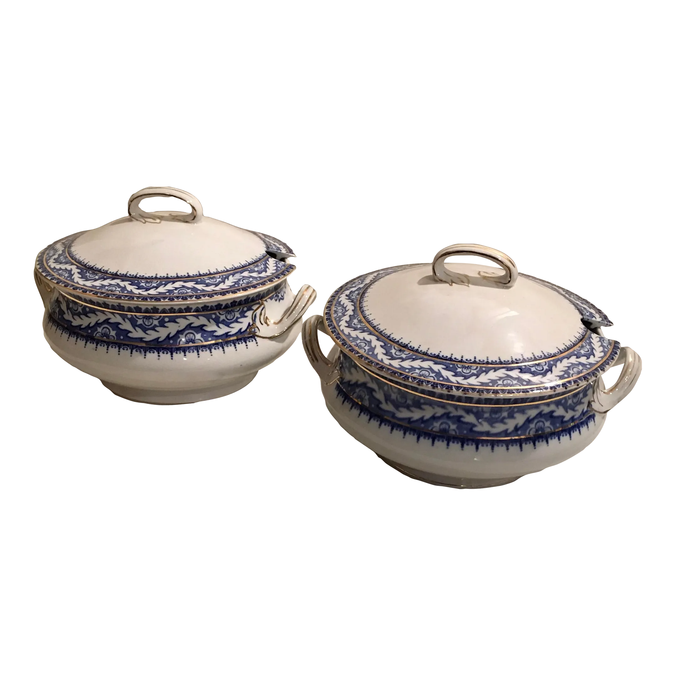 Pair of Antique 1920s Blue and White Sauce Tureens Chairish