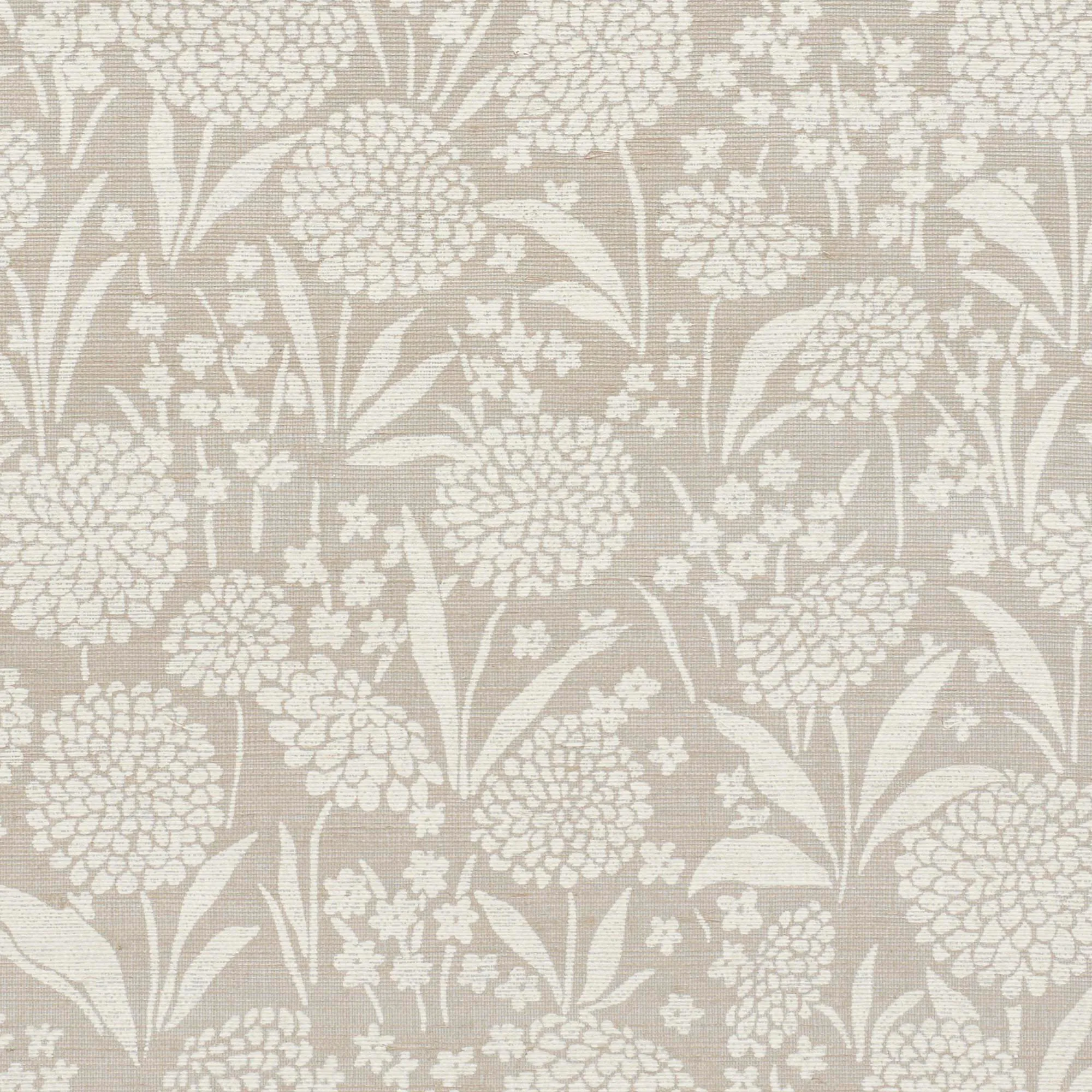 Sample - Schumacher Chrysanthemum Shimmer Wallpaper in Moonstone