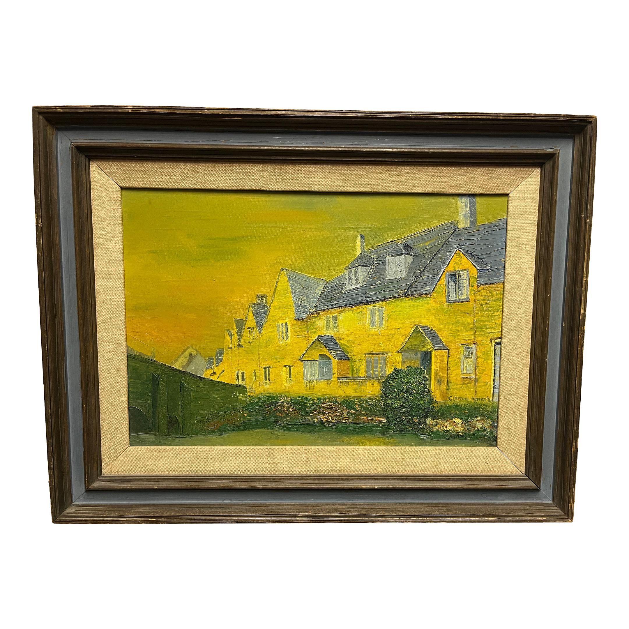 1960s Clarence Agress Oil on Canvas of English Cottages