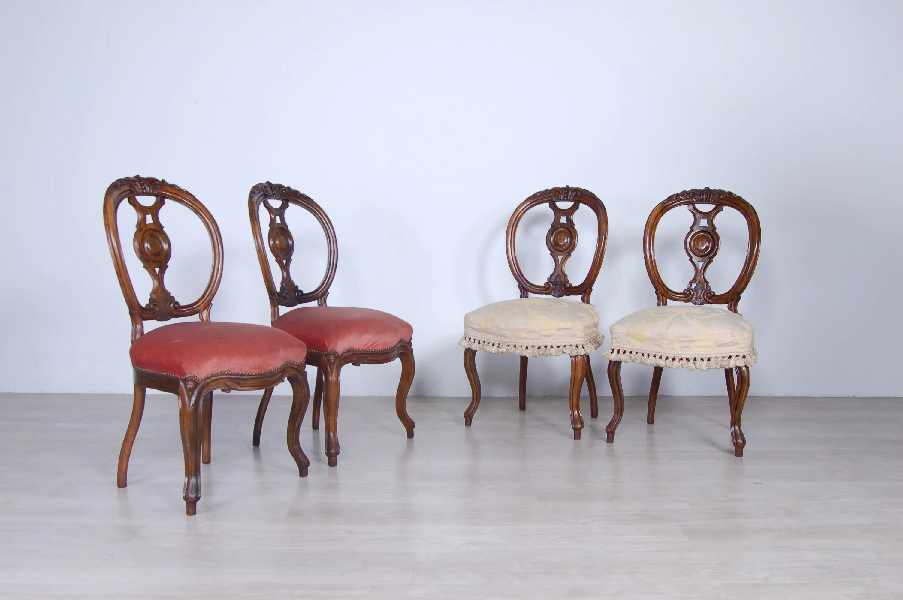 Walnut Chairs by Luigi Filippo, Italy, 1800s, Set of 4