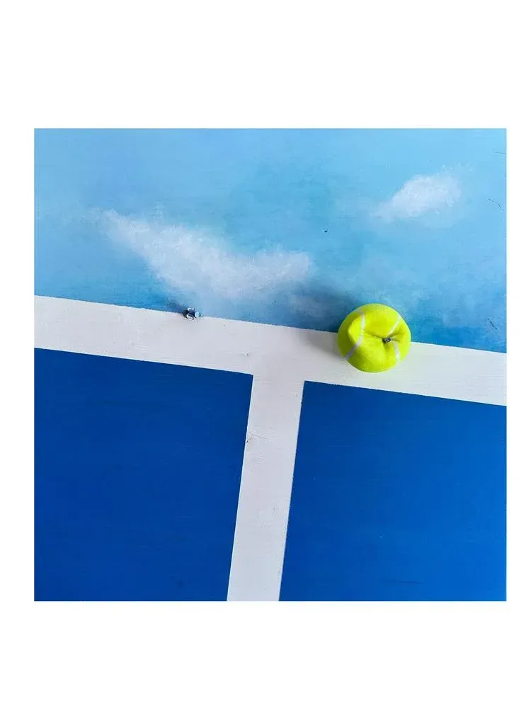 Vera Vizzi, Sunset Wall Sculpture in Sky Blue and Neon Yellow, 2022, Mixed Media