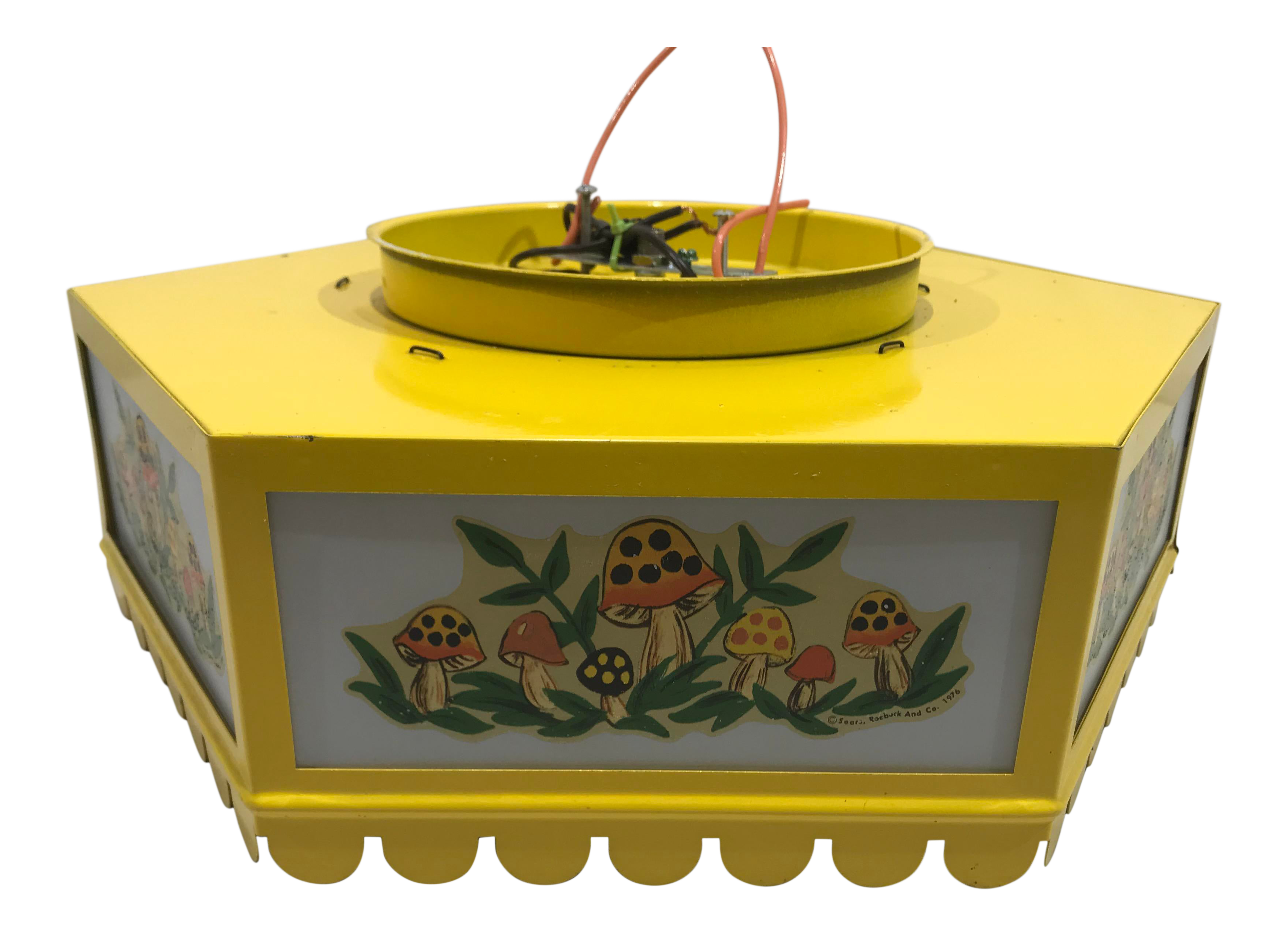 1976 Sears Merry Mushrooms Yellow Groovy Ceiling Light Chairish