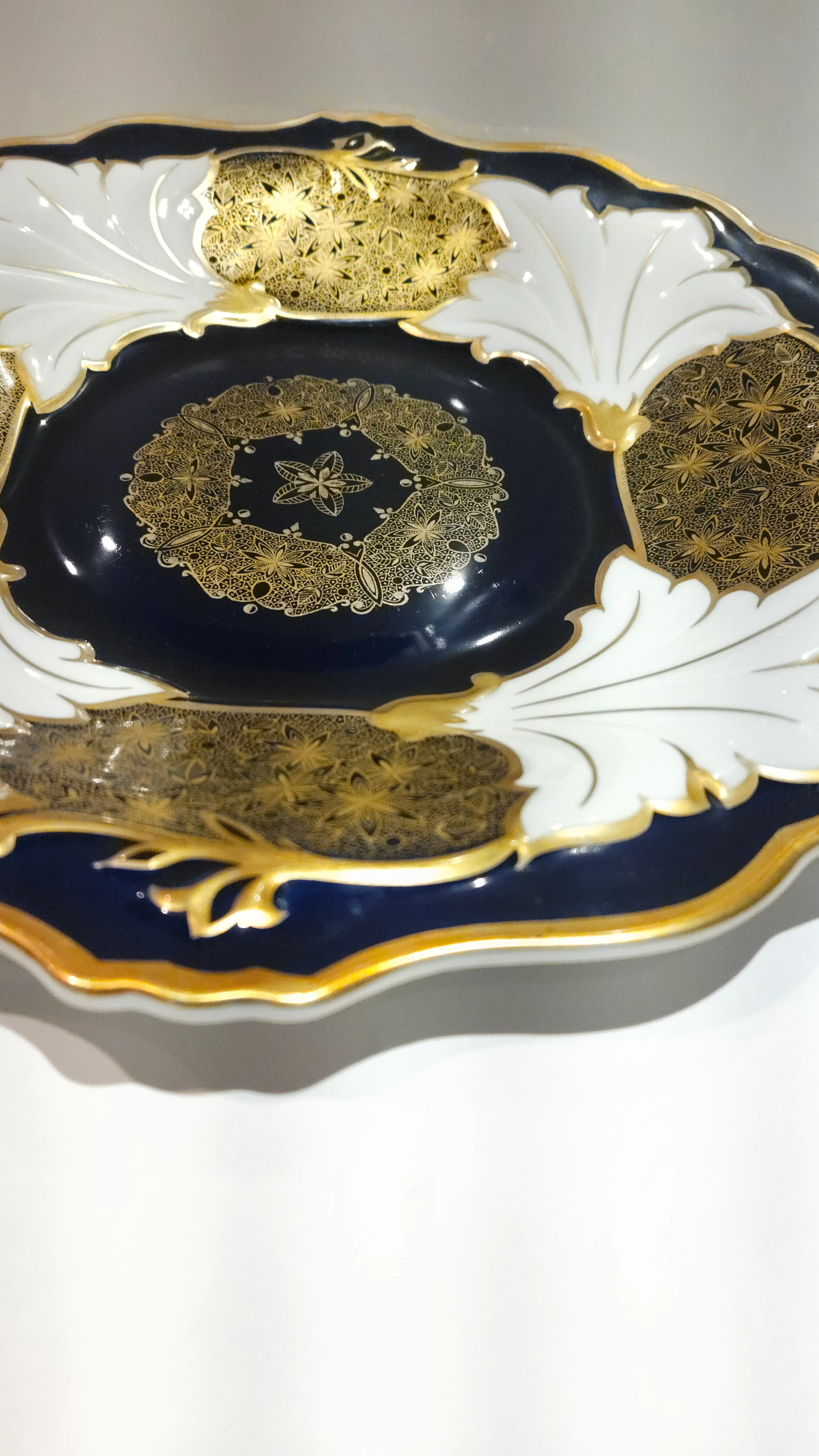 1950s-80s Extra Large Vintage Germany Weimar Cobalt Porcelain