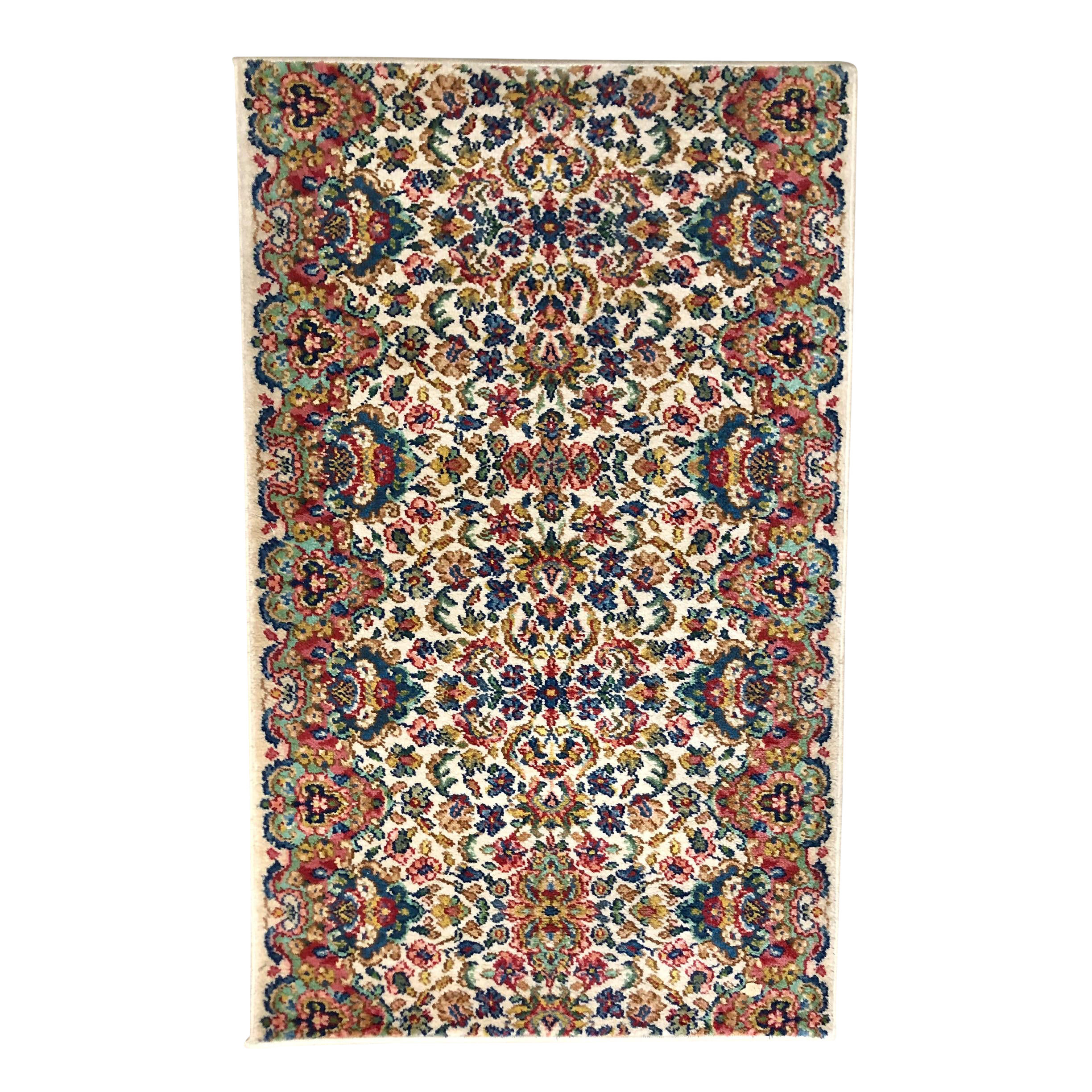 Vintage Karastan Ivory Floral Kirman Wool Rug 2 6 X4 Chairish