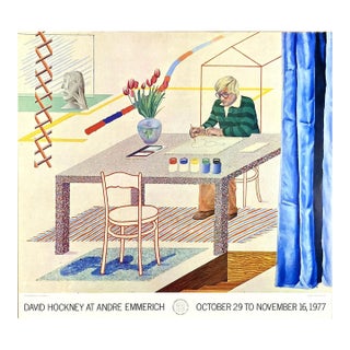 レア　David Hockney ポスター DAVID HOCKNEY RARE 1985 POP ART LITHO PRINT FRAMED PARIS