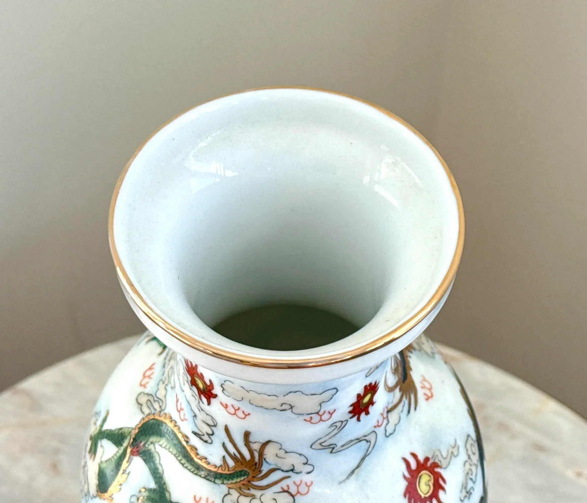 Vintage Chinese Hand Painted Porcelain Dragon Vase