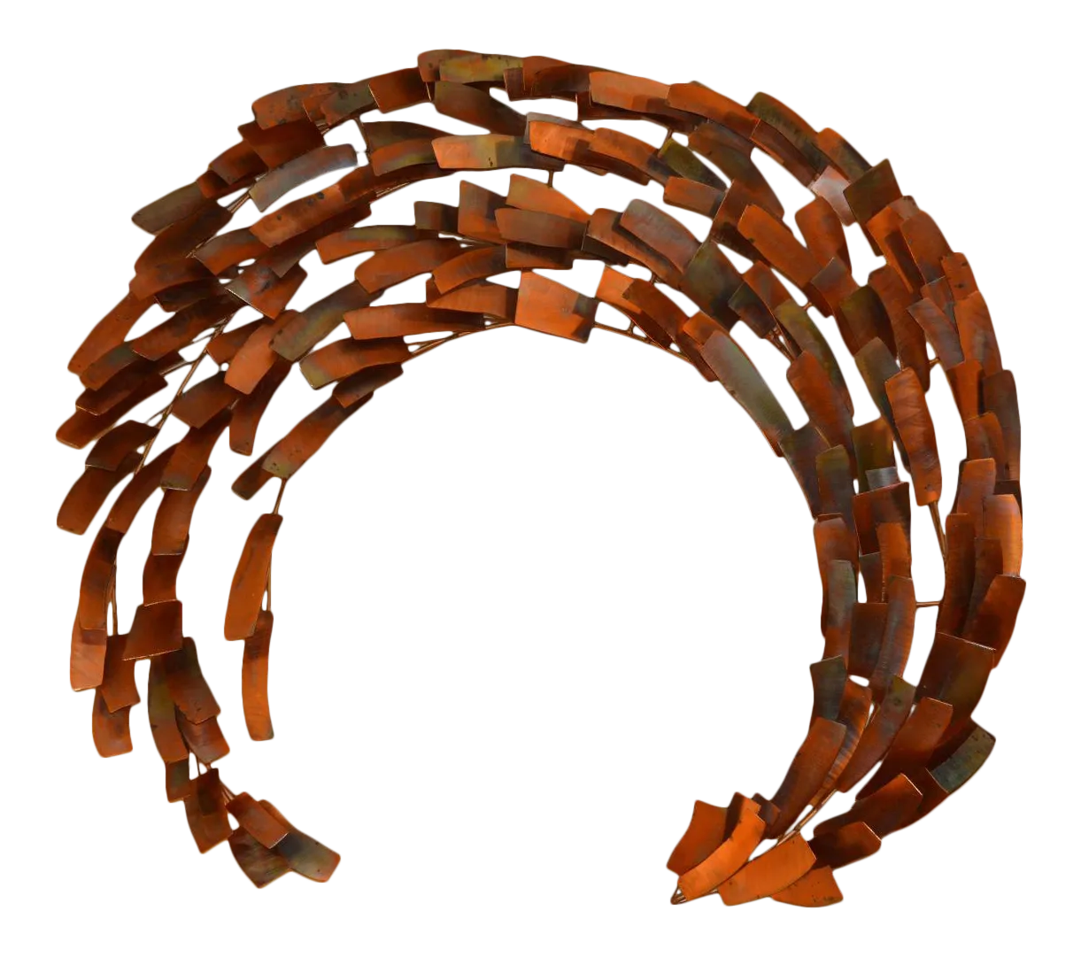 Curtis Jere Large Brutalist Copper Metal Spiral Wall Hanging Art