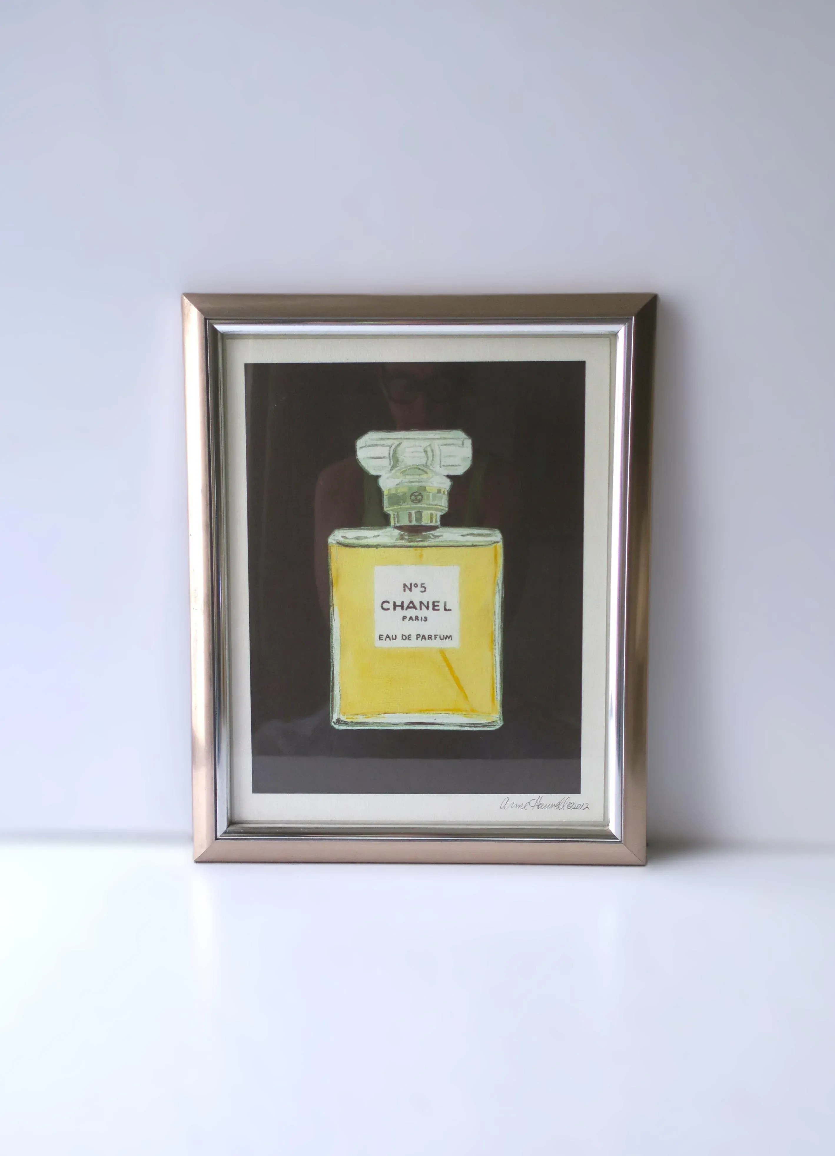 Chanel No. 5 Perfume Bottle Watercolor Painting Signed by