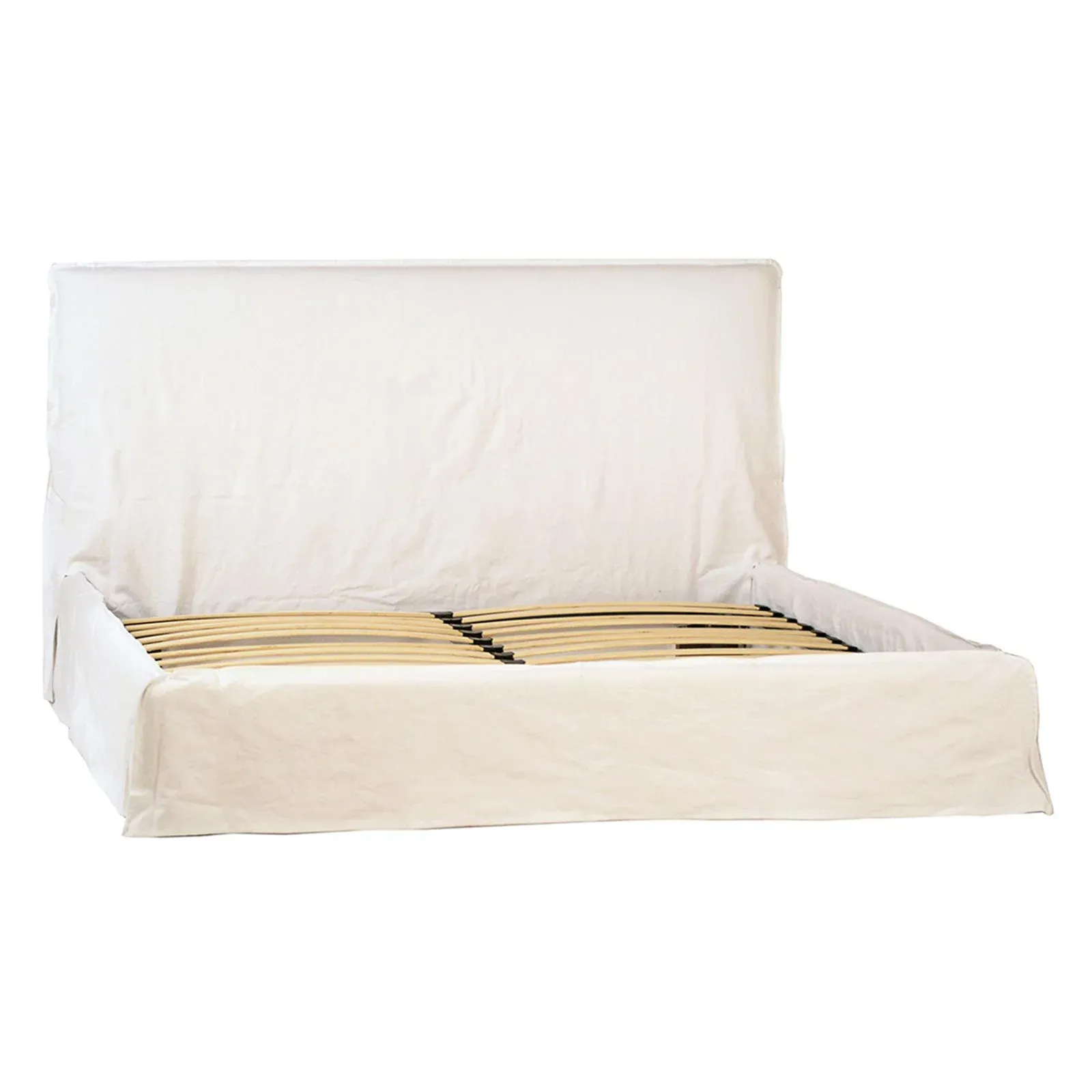 White linen king bed best sale