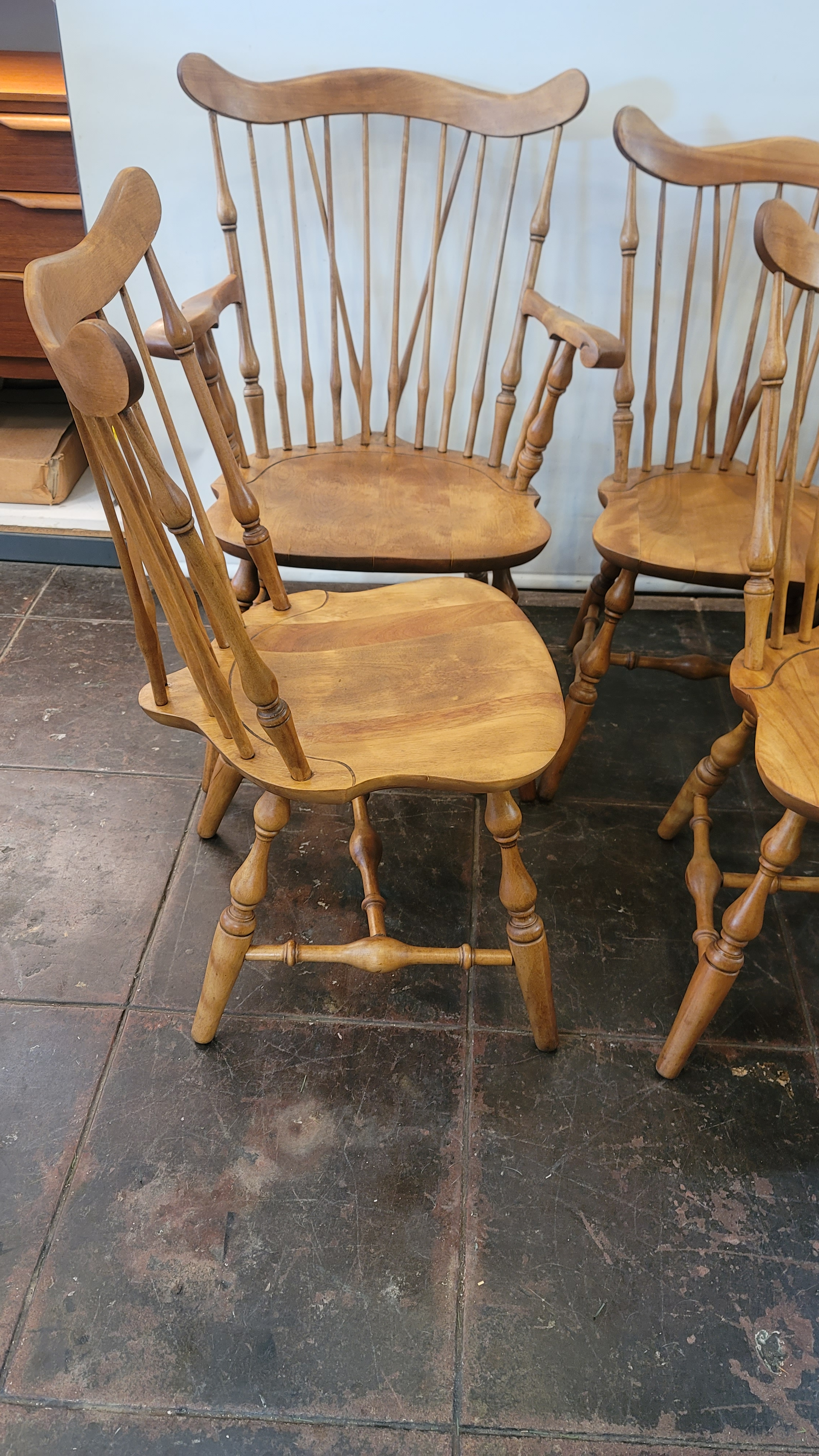 Nichols & Stone Windsor Traditional Fiddleback Maple Dining Chairs