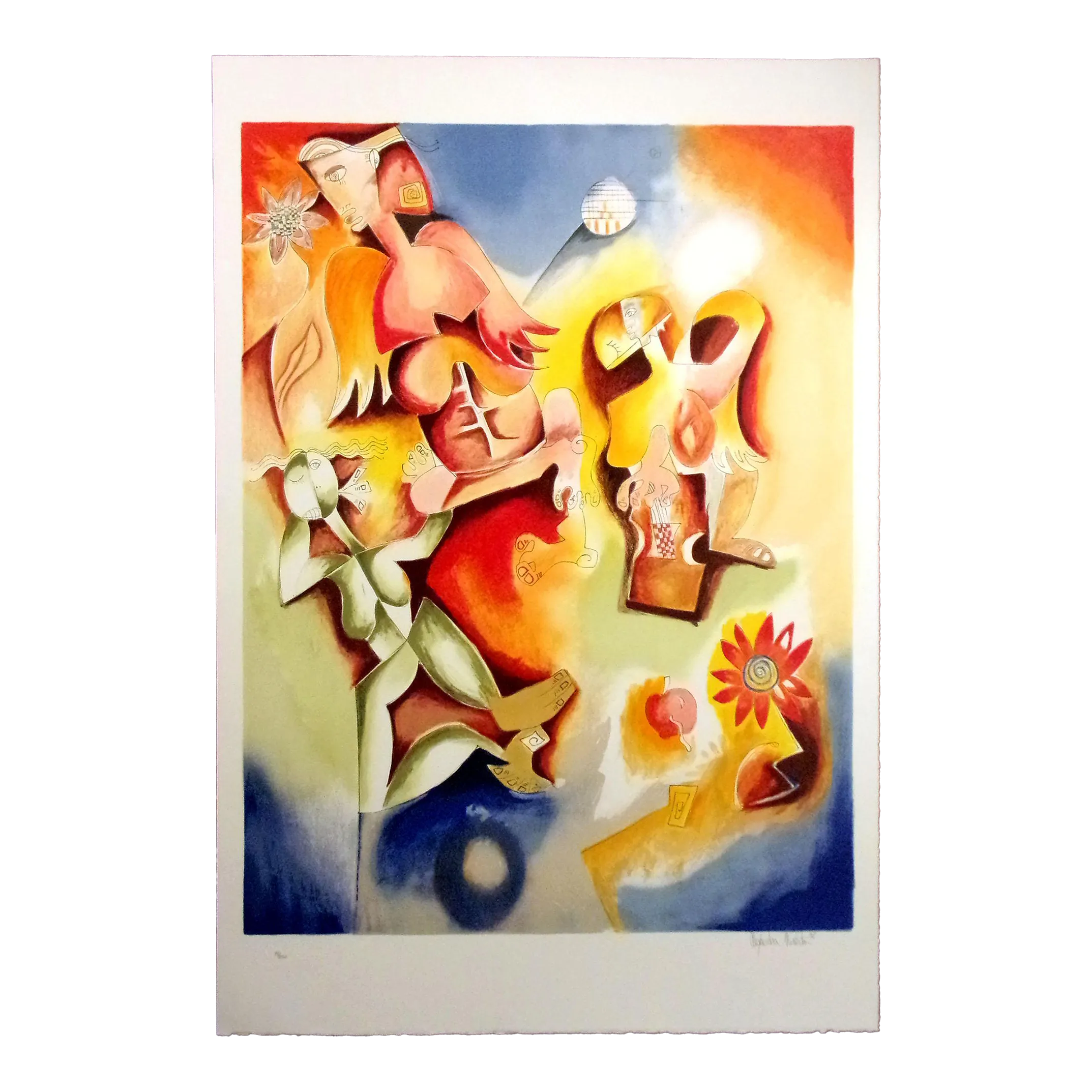 Alexandra Nechita、Moody Guitarist、希少画集画 Bonhams Skinner : Alexandra Nechita (American, born 1985