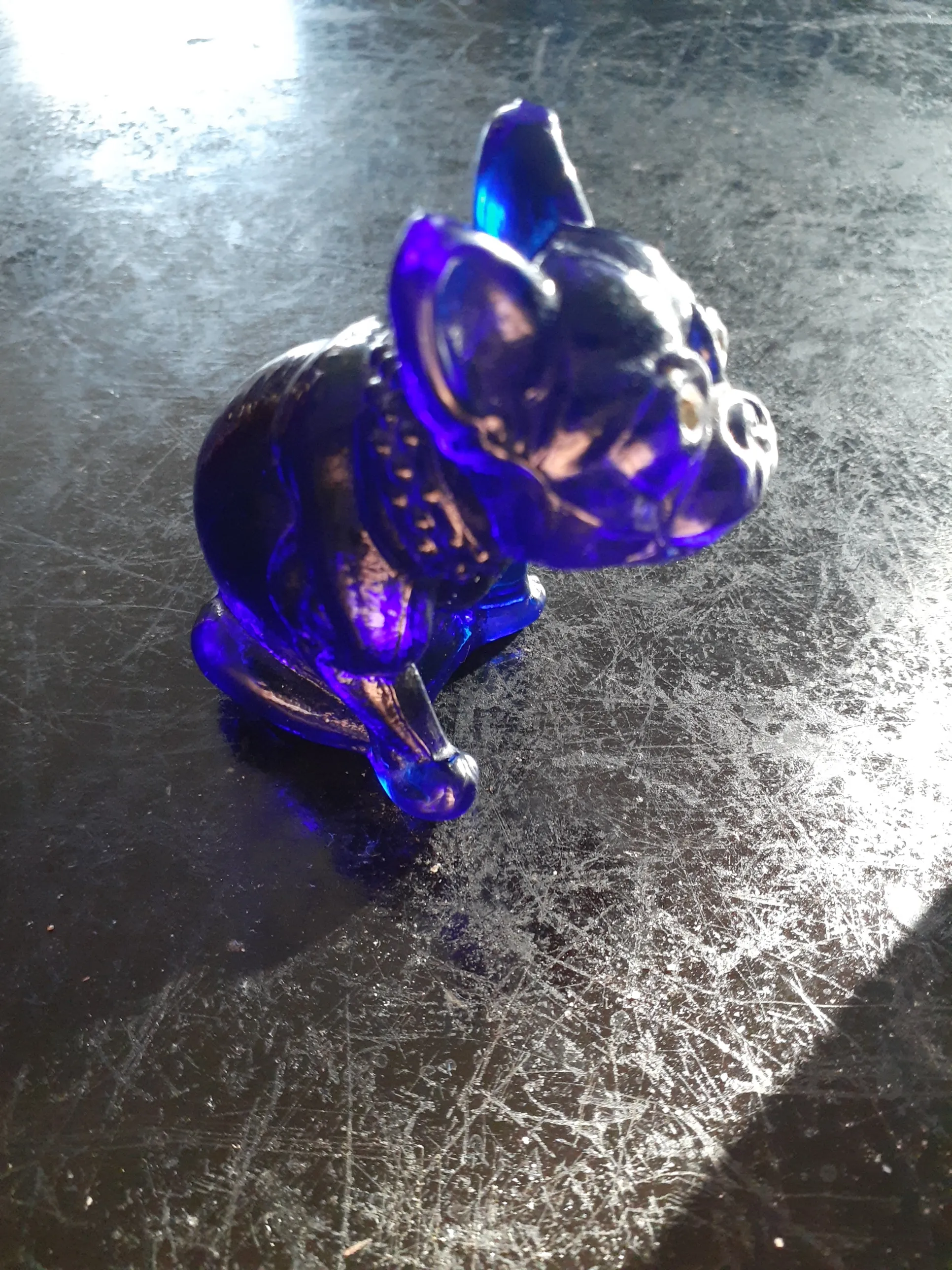Vintage Westmoreland Cobalt Blue Bulldog Figurine | Chairish