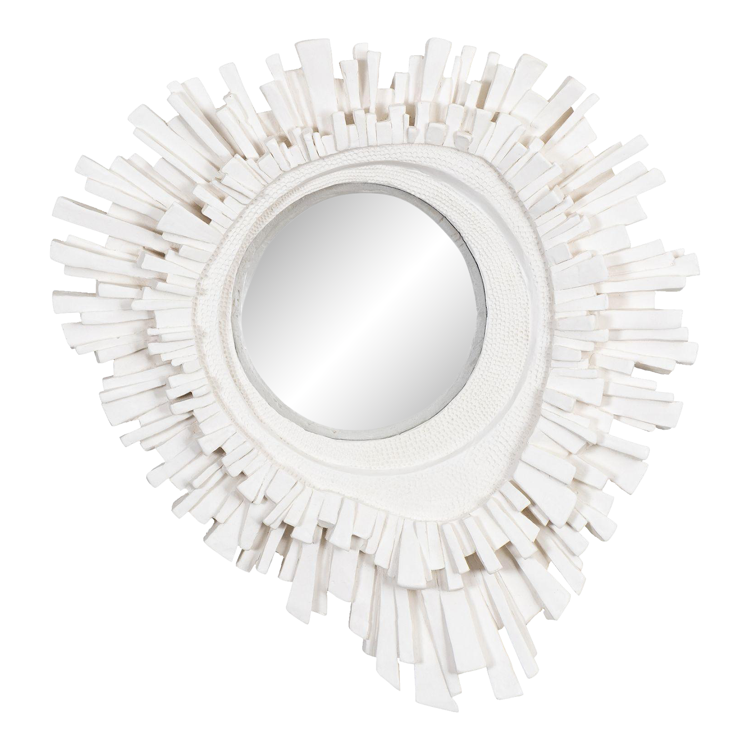 French White Plaster Sunburst Mirror, 21st Century Chairish