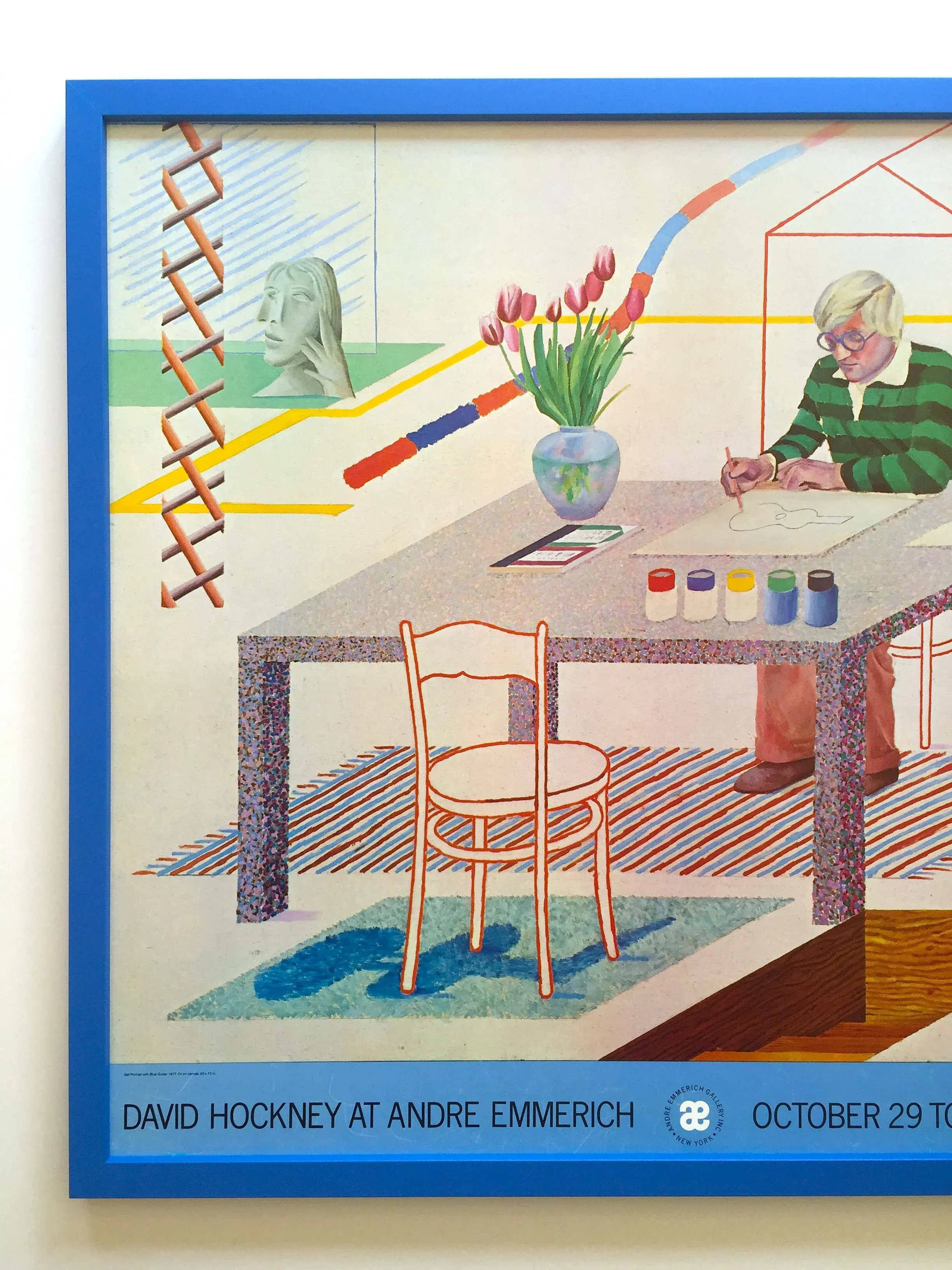 David Hockney Vintage 1977 Lithograph Print Framed Pop Art
